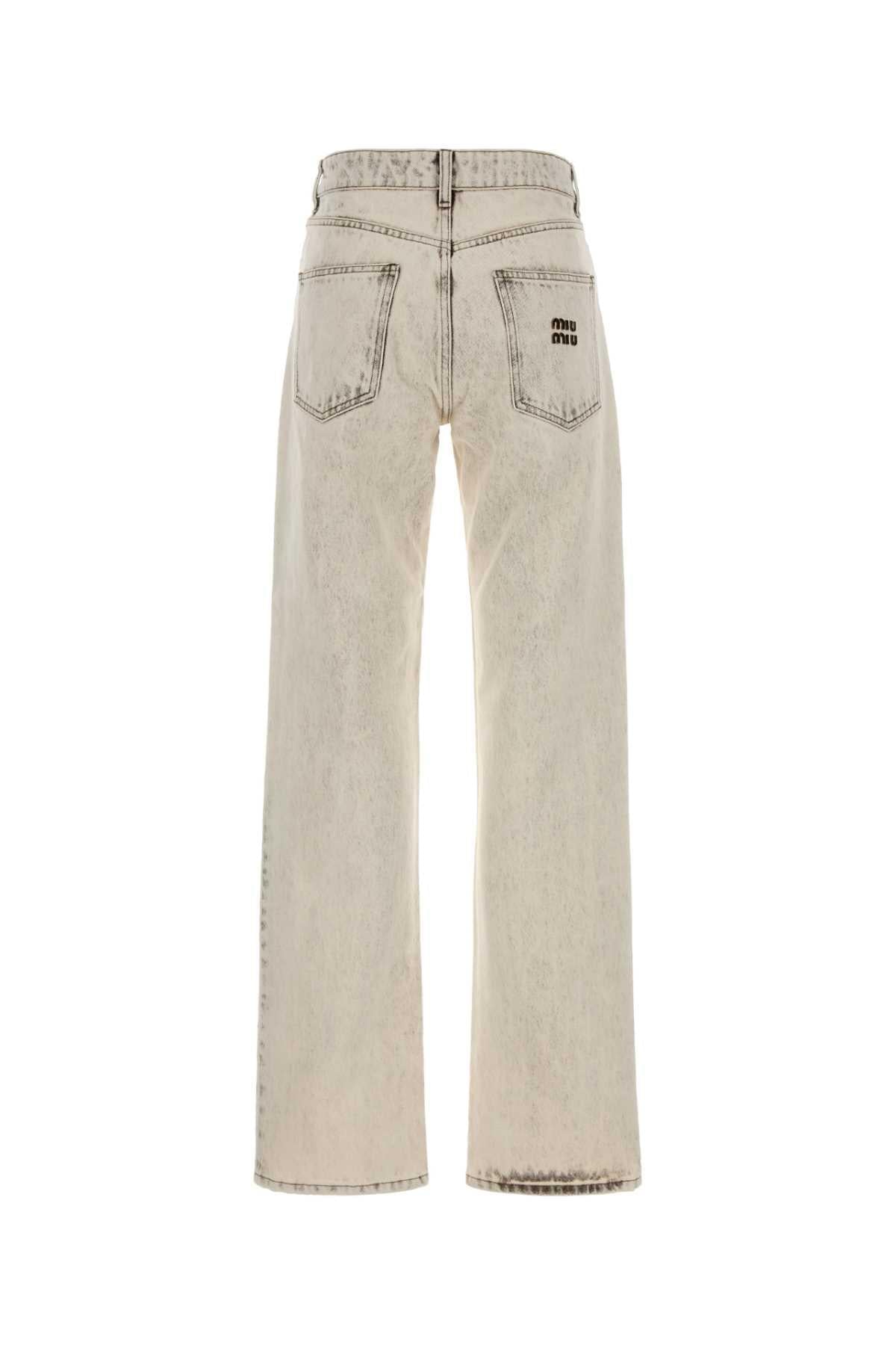 Miu Miu Women Ivory Denim Jeans MIU MIU
