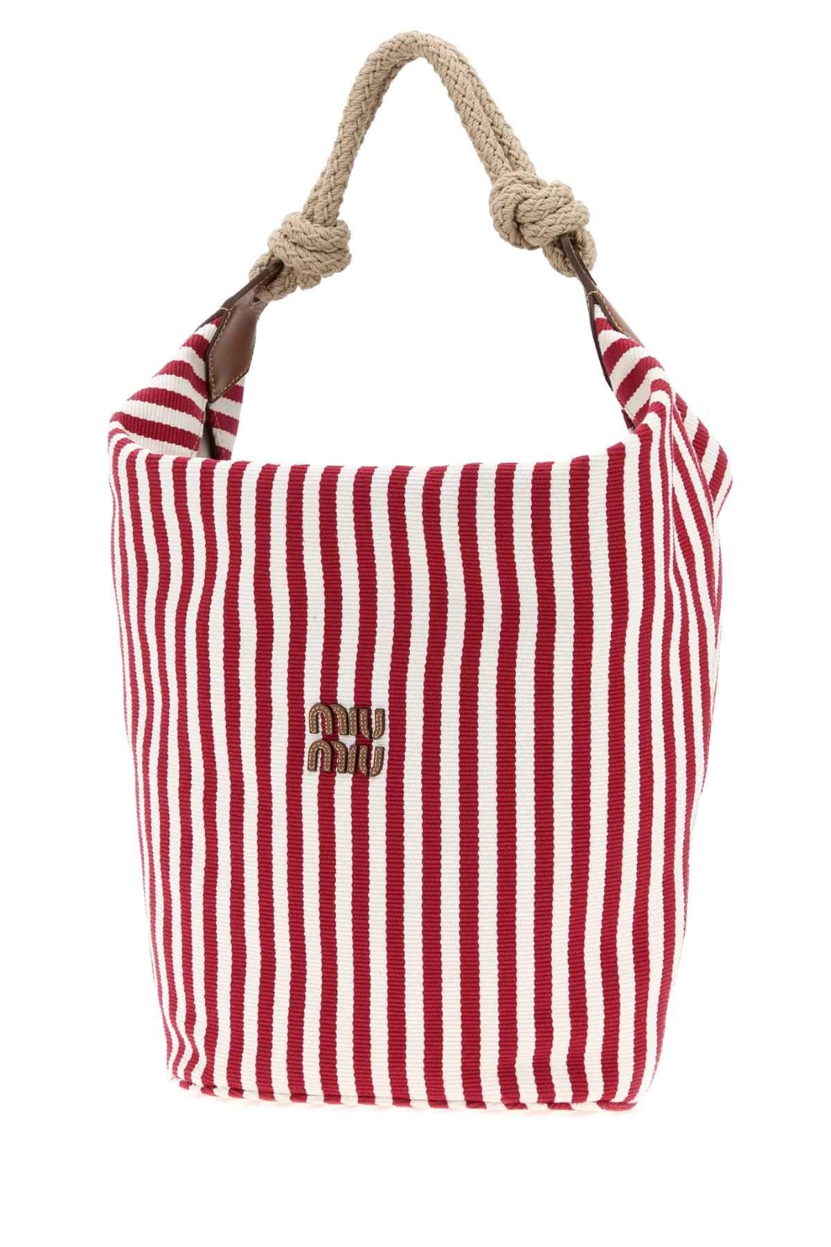 Miu Miu Women Embroidered Canvas Bucket Bag MIU MIU