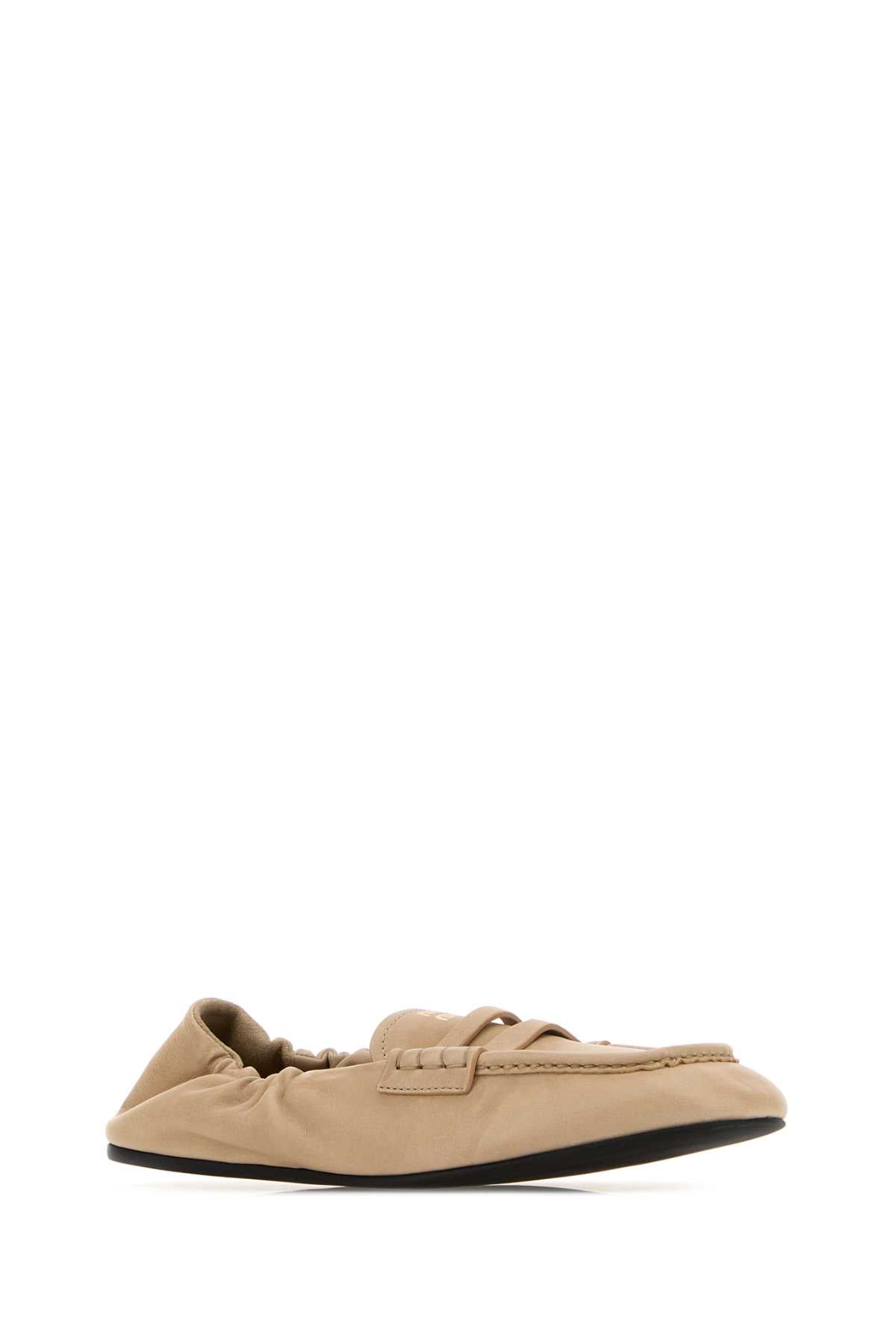 Miu Miu Women Sand Nappa Leather Ruches Loafers MIU MIU