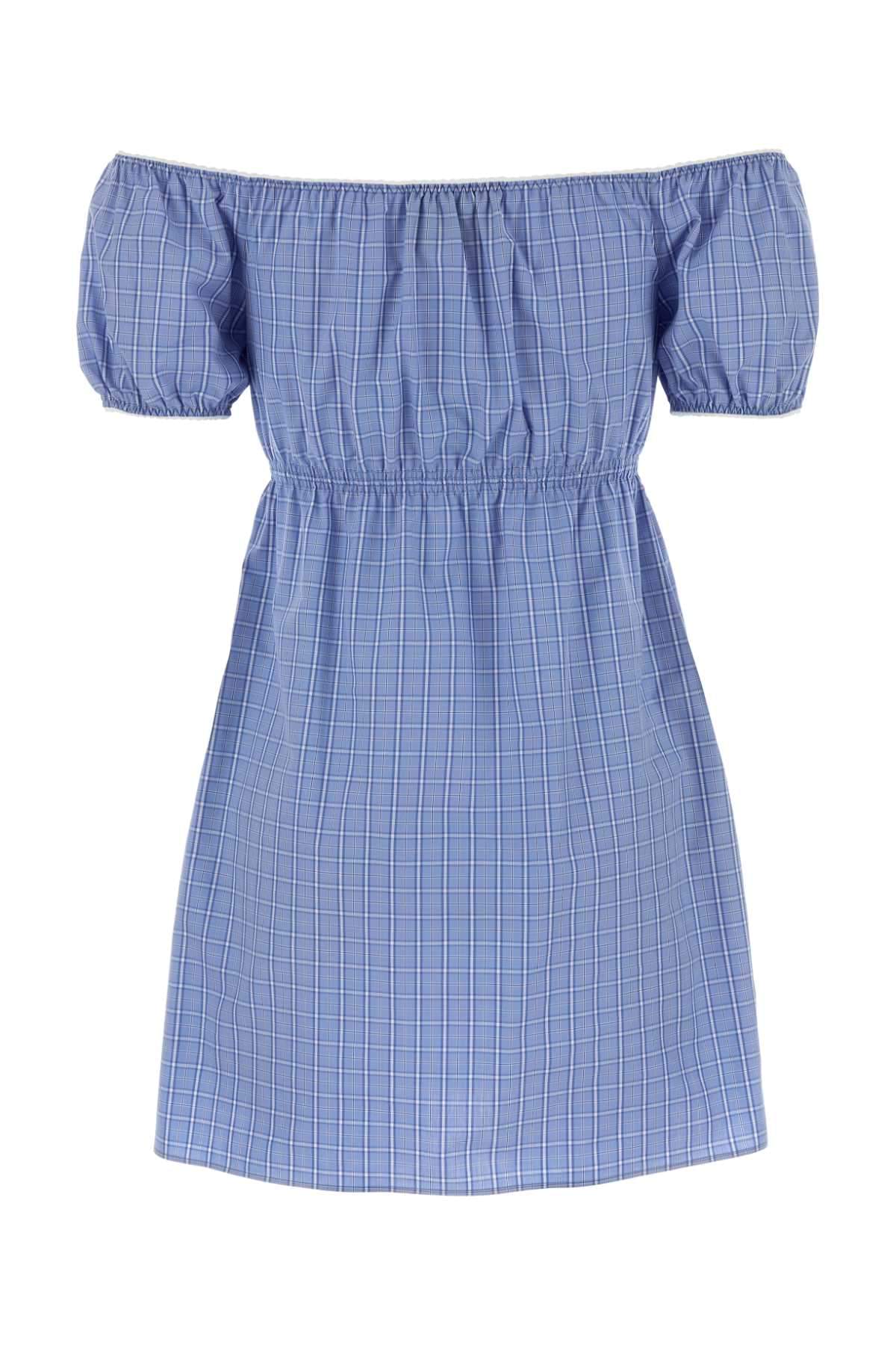 Miu Miu Women Embroidered Poplin Mini Dress MIU MIU