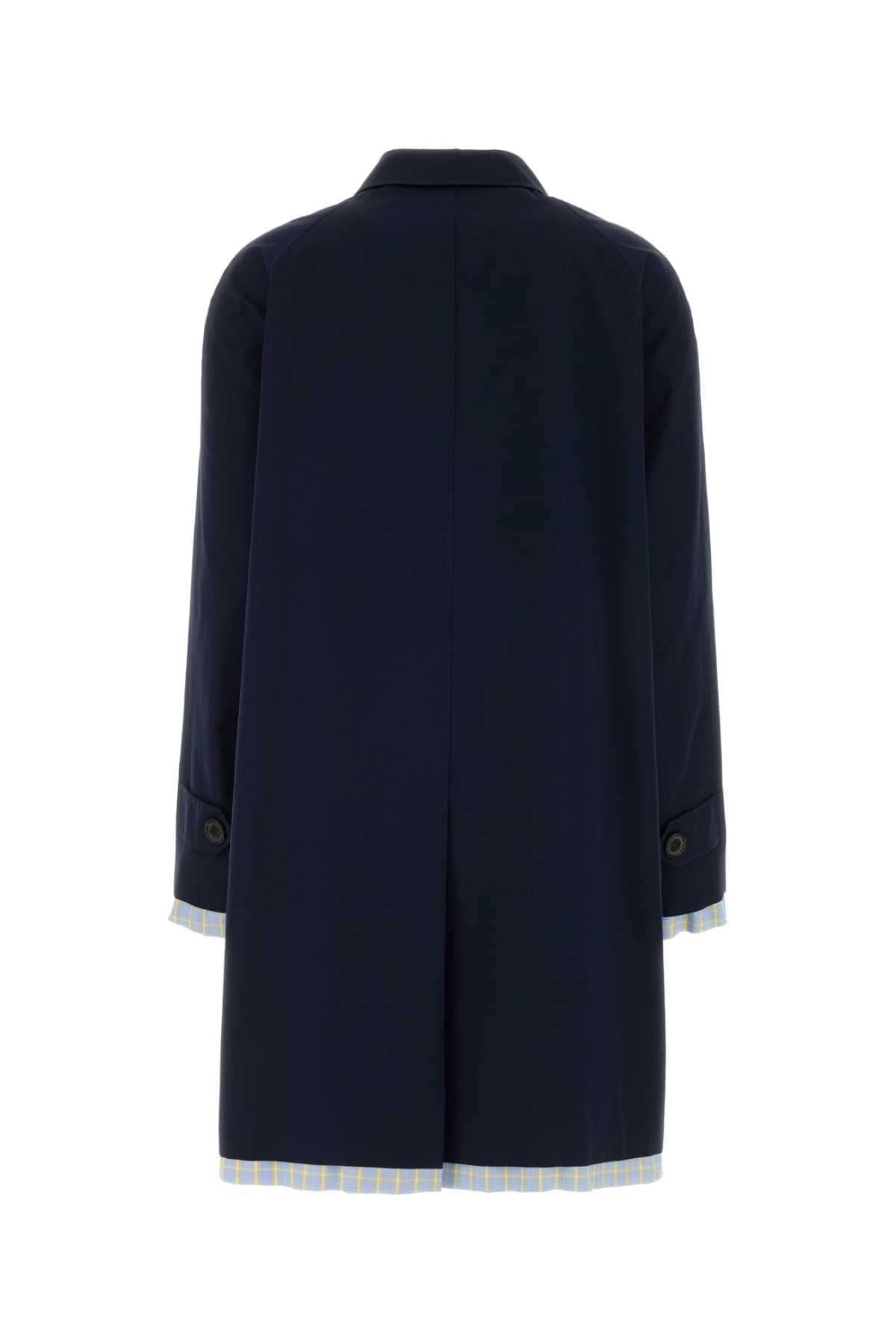 Miu Miu Women Dark Blue Poplin Trench Overcoat MIU MIU