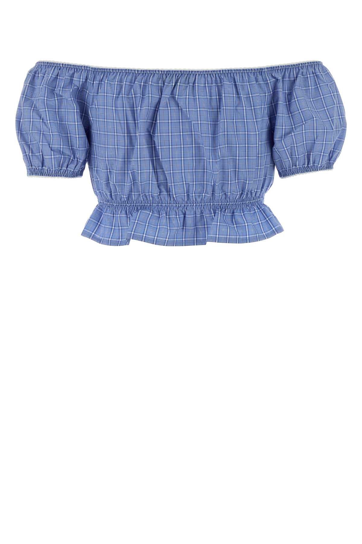 Miu Miu Women Embroidered Poplin Top MIU MIU