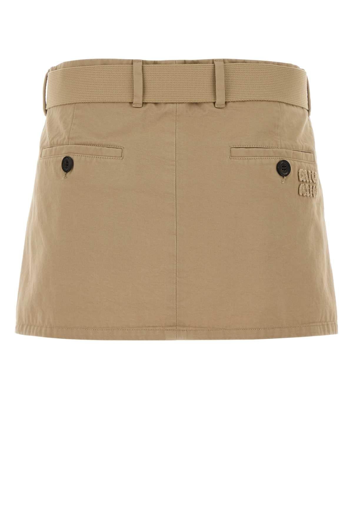 Miu Miu Women Beige Gabardine Mini Skirt MIU MIU