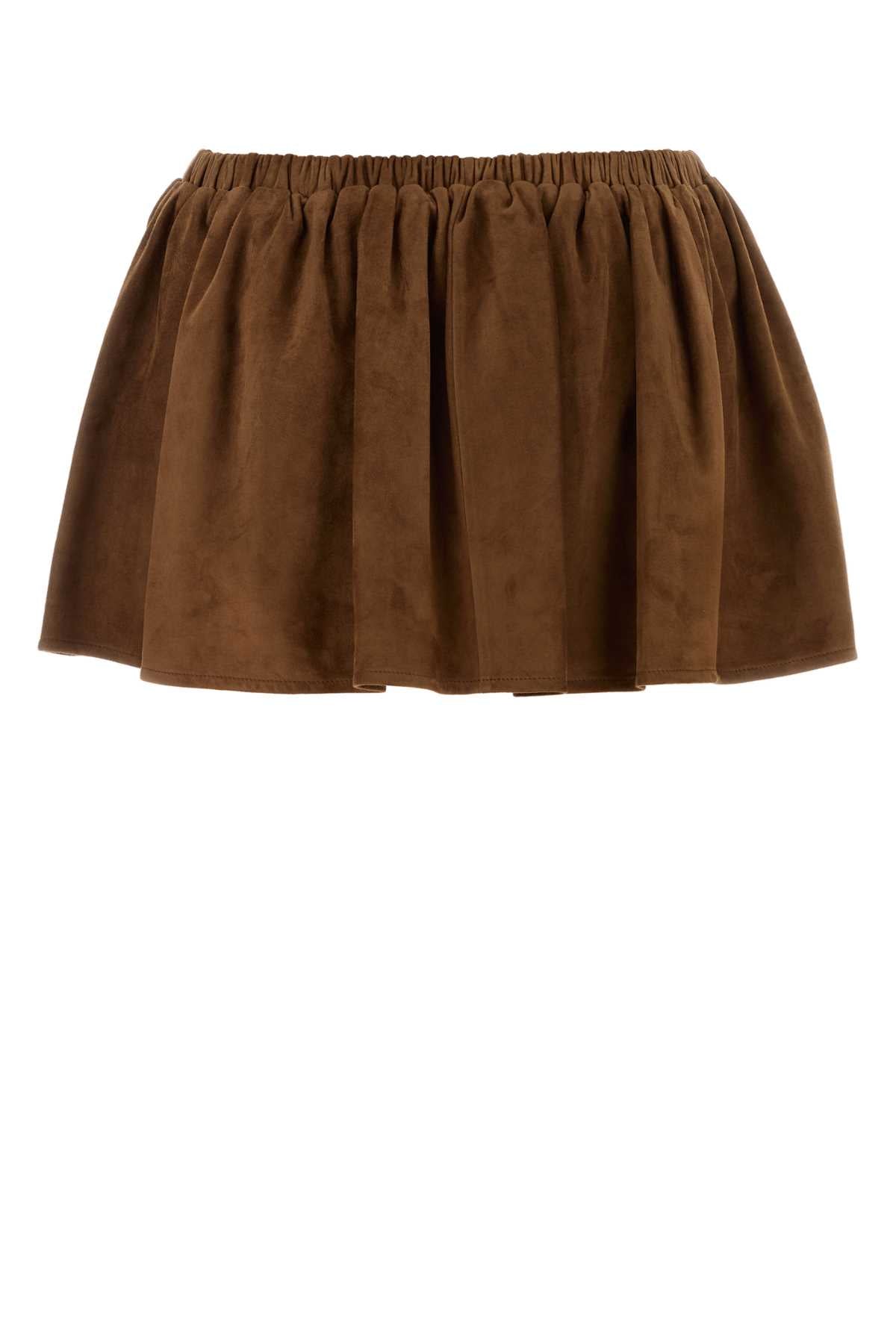 Miu Miu Women Camel Suede Mini Skirt MIU MIU