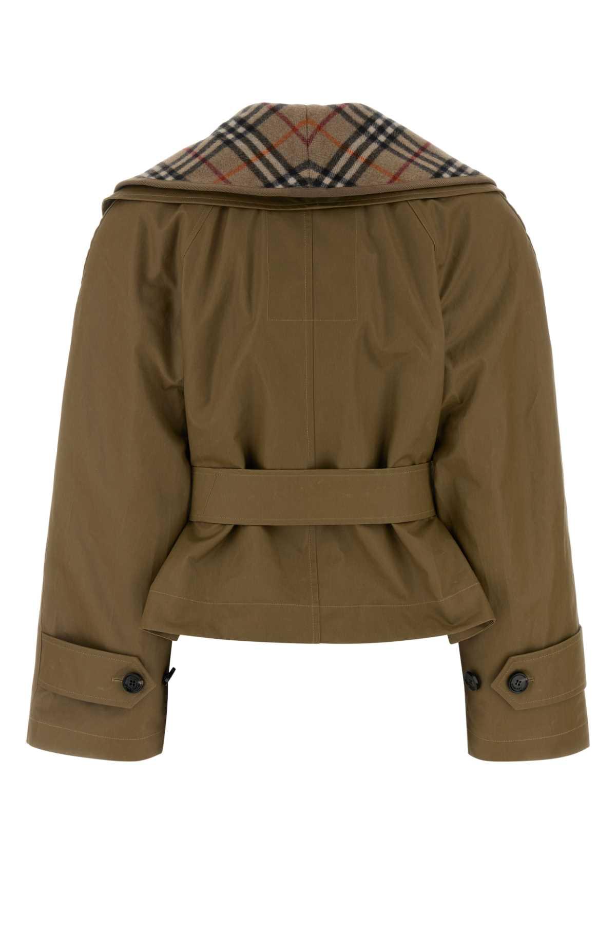 Burberry Women Army Green Cotton Jacket