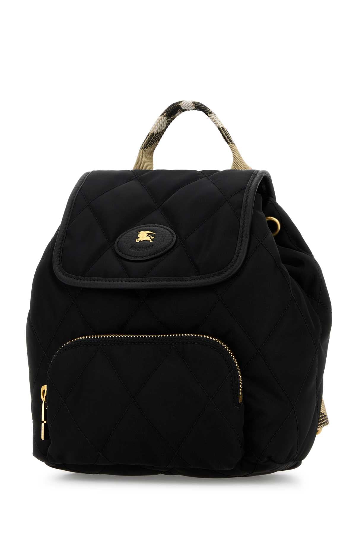 Burberry Women Black Canvas Mini Horseshoe Backpack BURBERRY