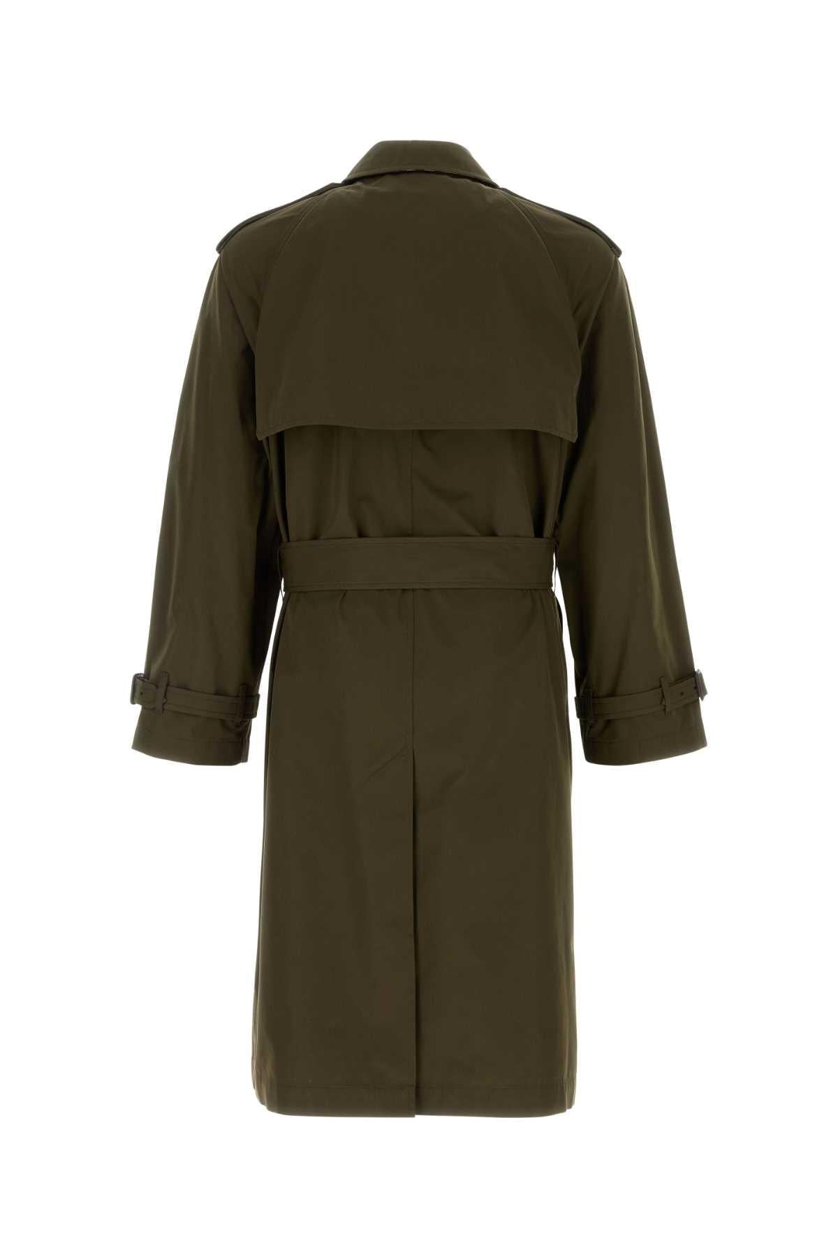 Burberry Men Olive Green Cotton Trench Coat BURBERRY