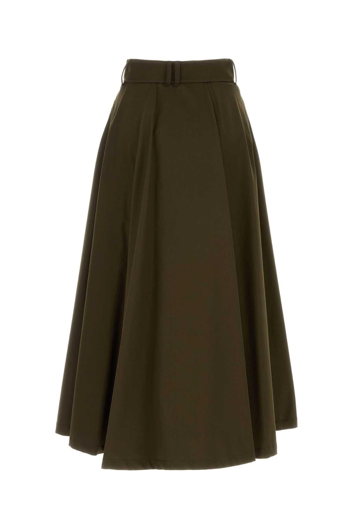 Burberry Women Olive Green Cotton Skirt BURBERRY