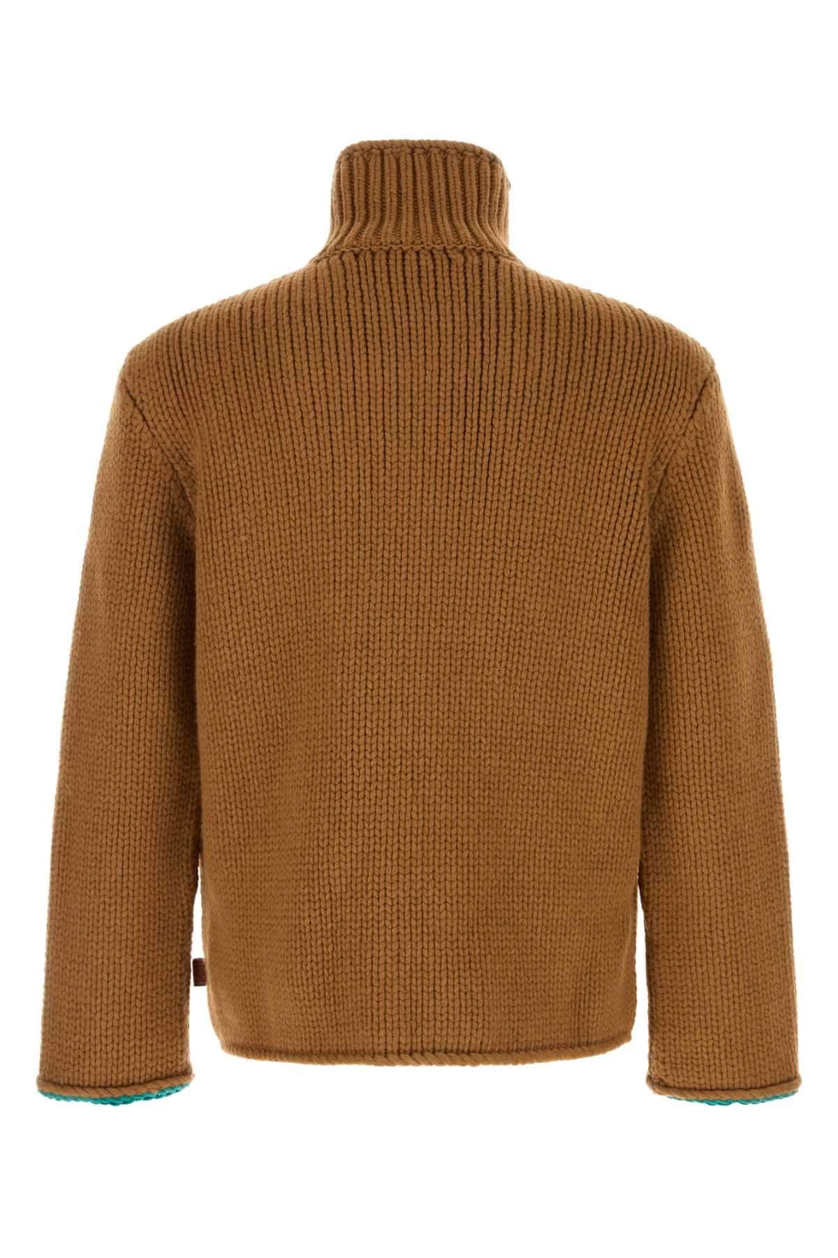 Loewe Men Camel Wool Sweater