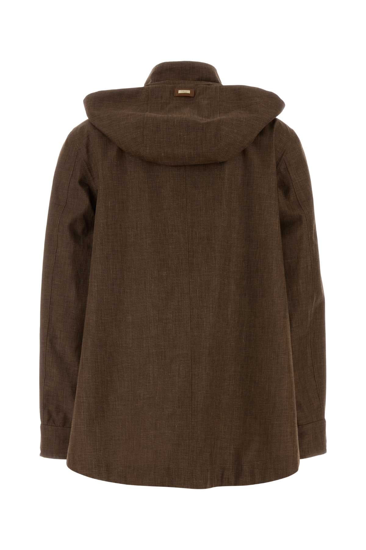 Herno Women Brown Linen Blend Jacket HERNO