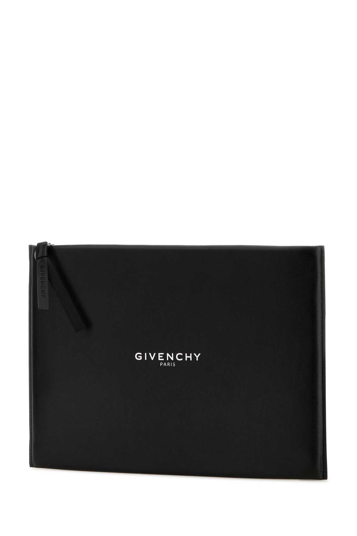 Givenchy Men Black Leather Large Antigona Stamped Clutch GIVENCHY