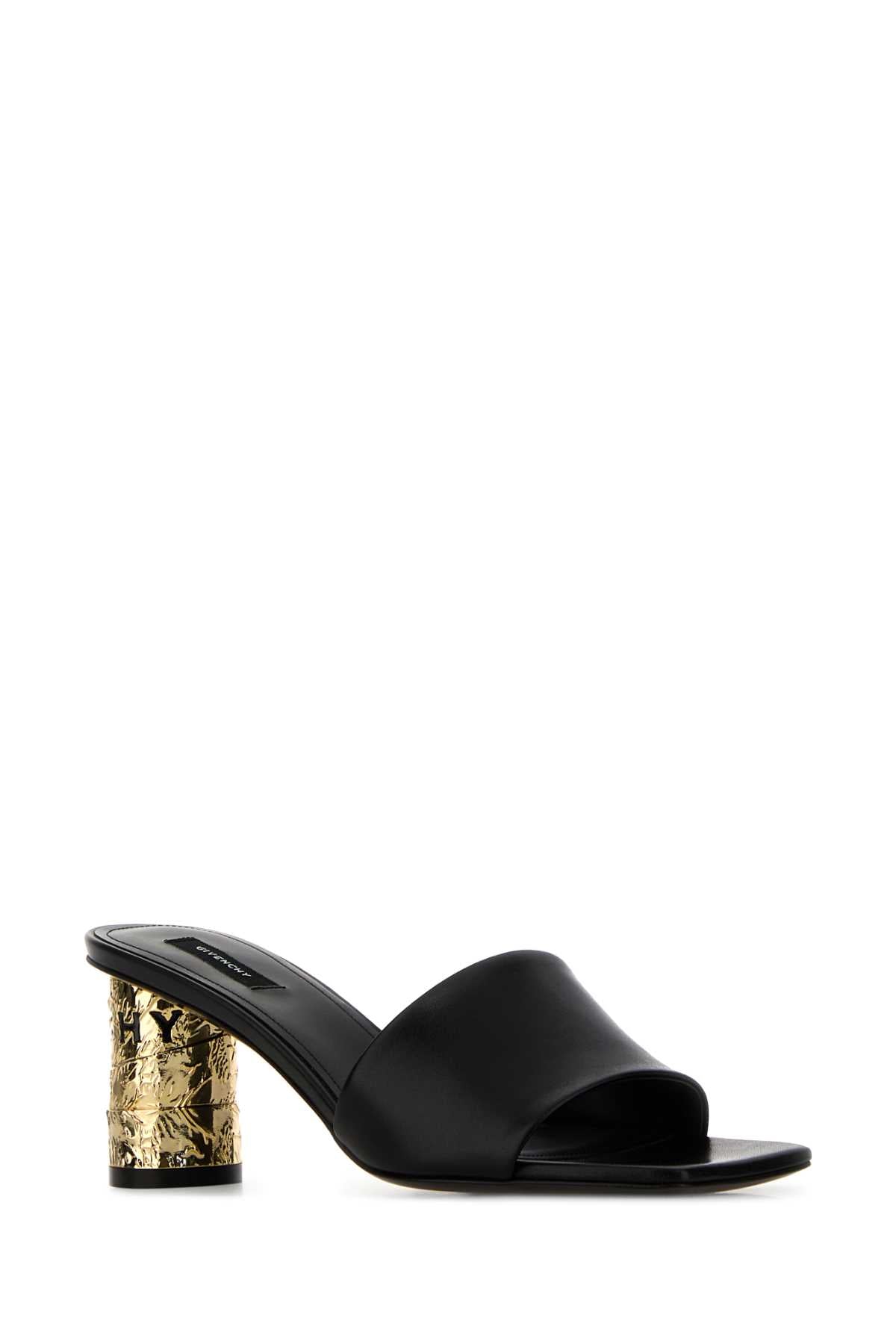 Givenchy Women Black Leather Tape Mules GIVENCHY