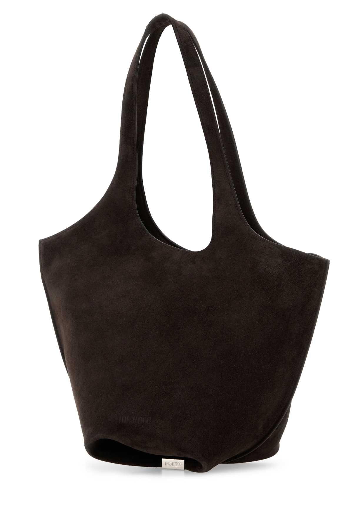 The Attico Women Dark Brown Suede Medium La Scoop Shoulder Bag THE ATTICO