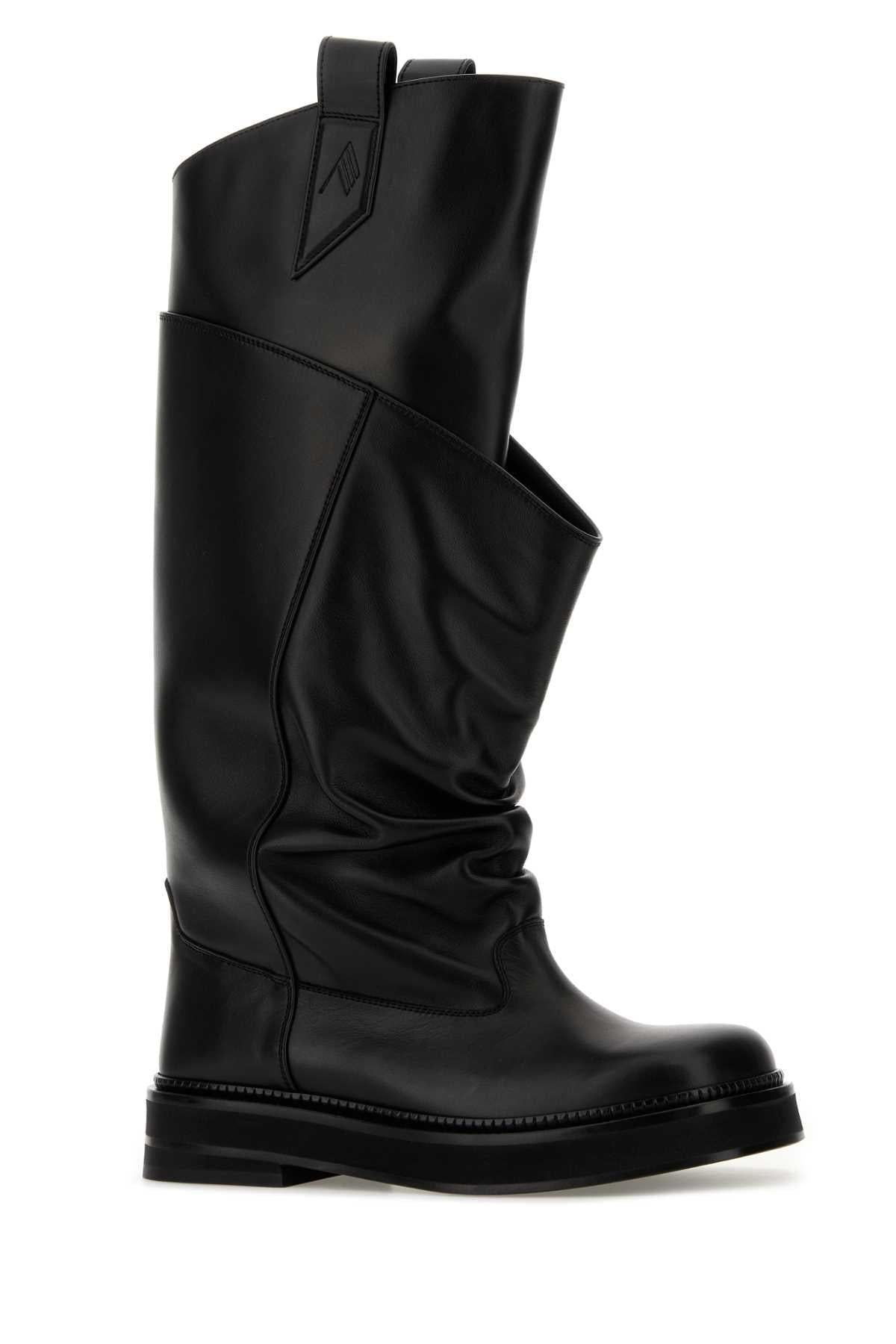 The Attico Women Black Leather Passeggiata Boots THE ATTICO