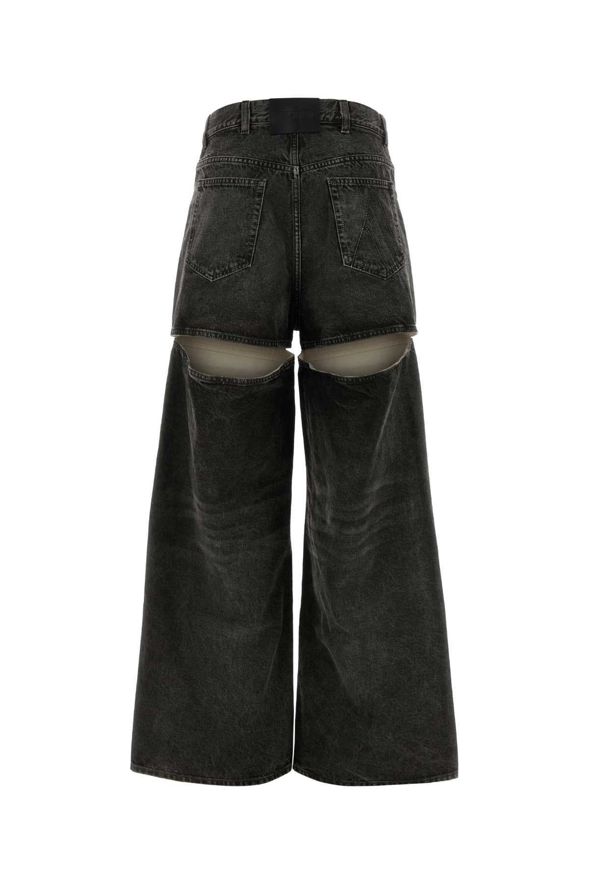 The Attico Women Dark Grey Denim Wide-Leg Jeans THE ATTICO