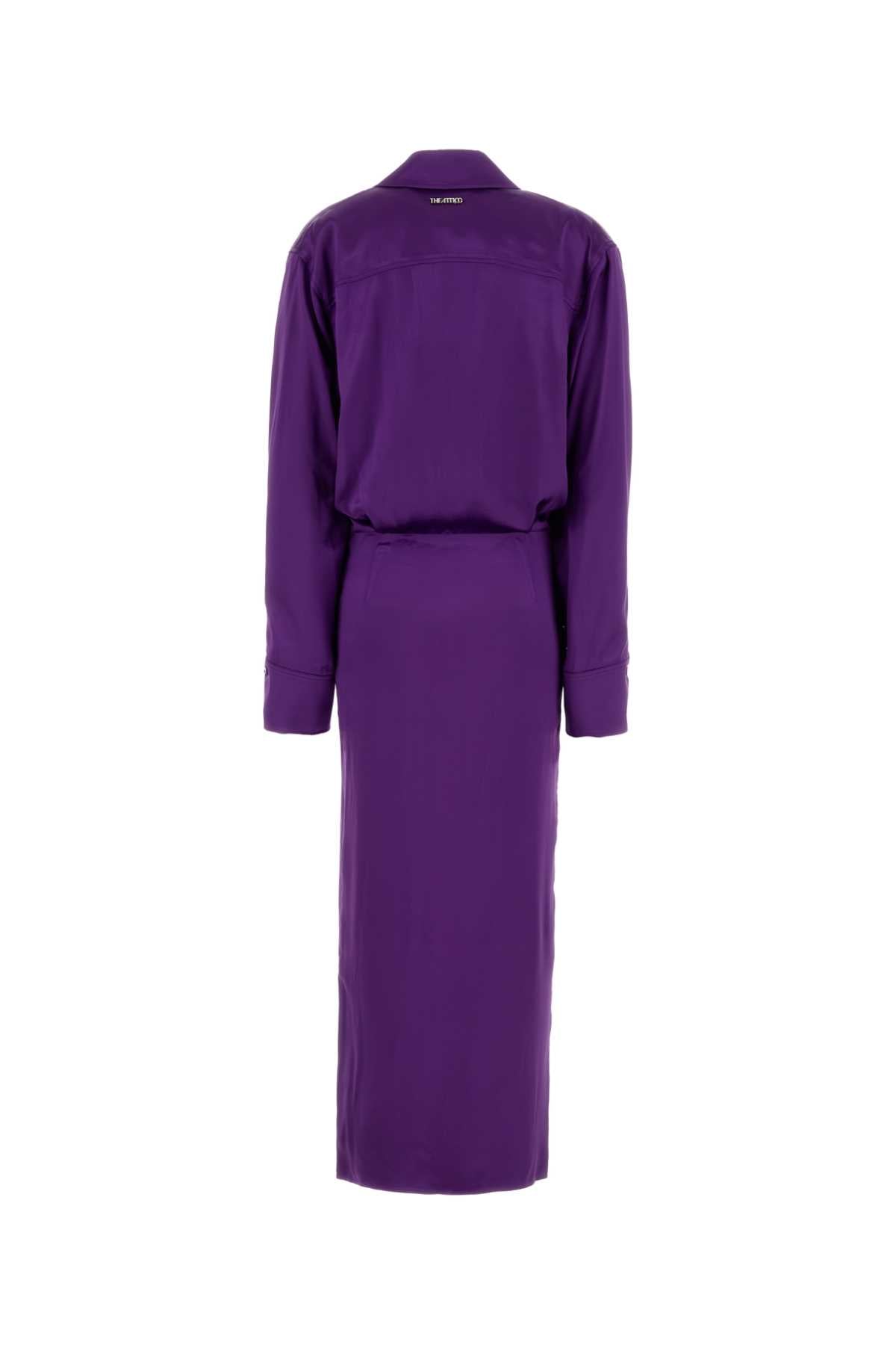 The Attico Women Purple Satin Shirt Dress THE ATTICO