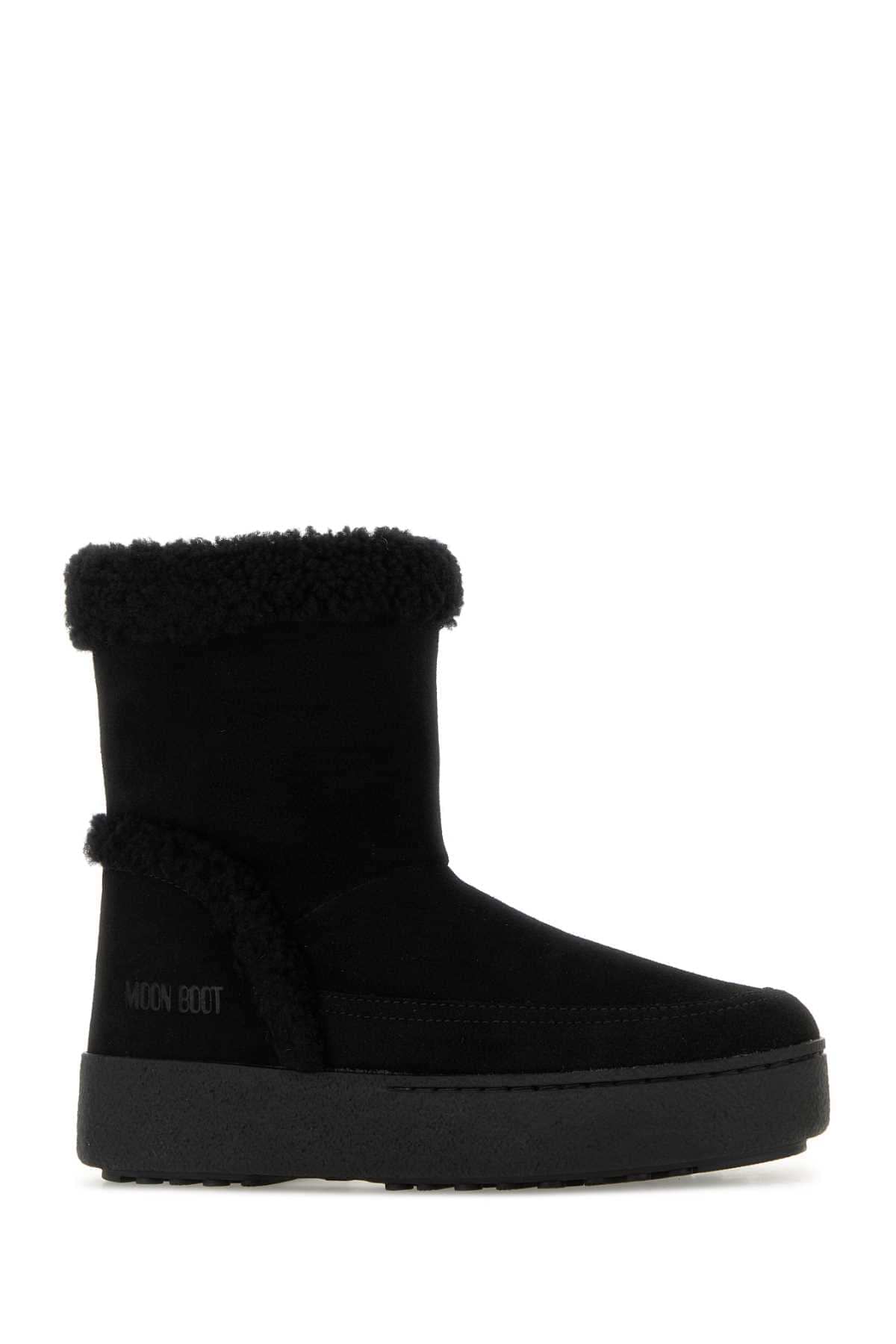 Moon Boot Women Black Suede Ltrack Tina Ankle Boots MOON BOOT