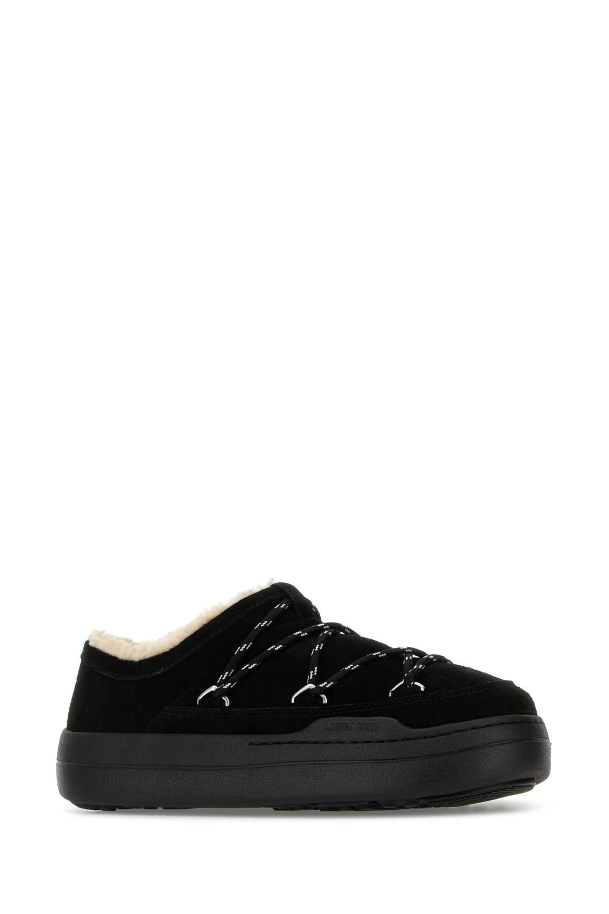 Moon Boot Women Black Suede Park Slippers MOON BOOT