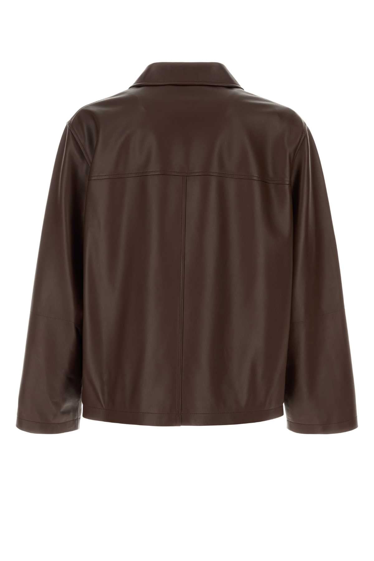 Loewe Men Chocolate Leather Jacket LOEWE