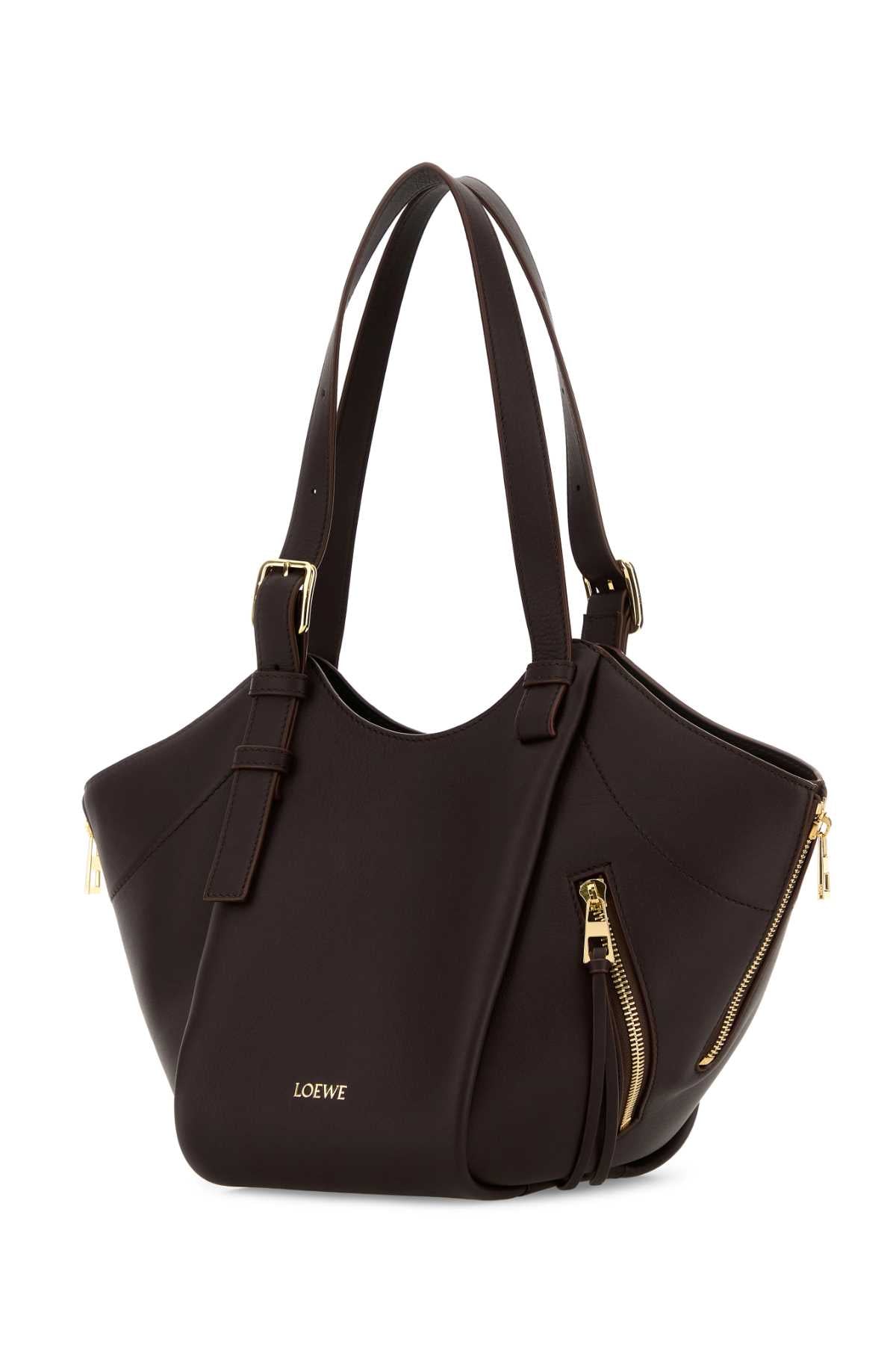 Loewe Women Chocolate Leather Hammock Flip Handbag LOEWE