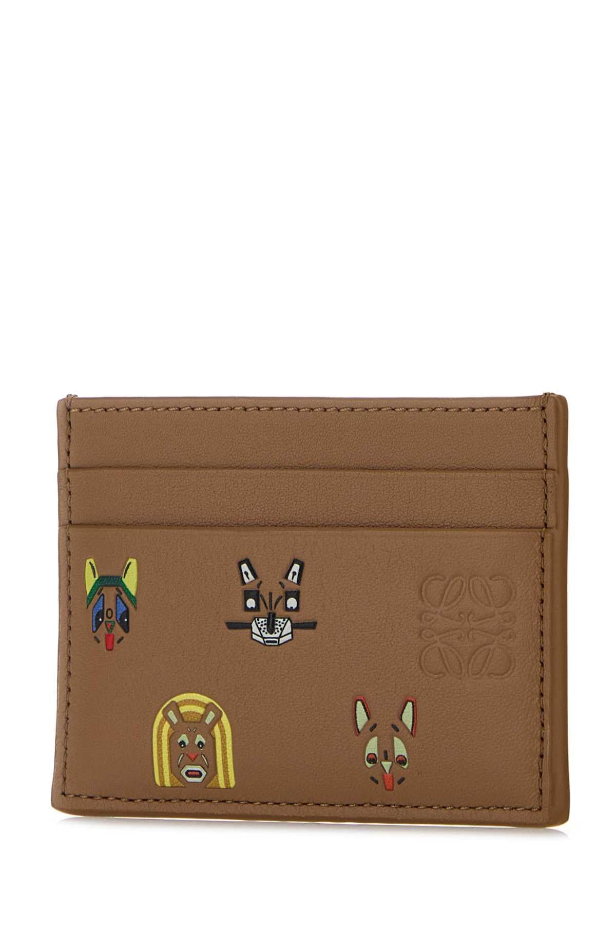 Loewe Women Camel Leather Cats Card Holder LOEWE