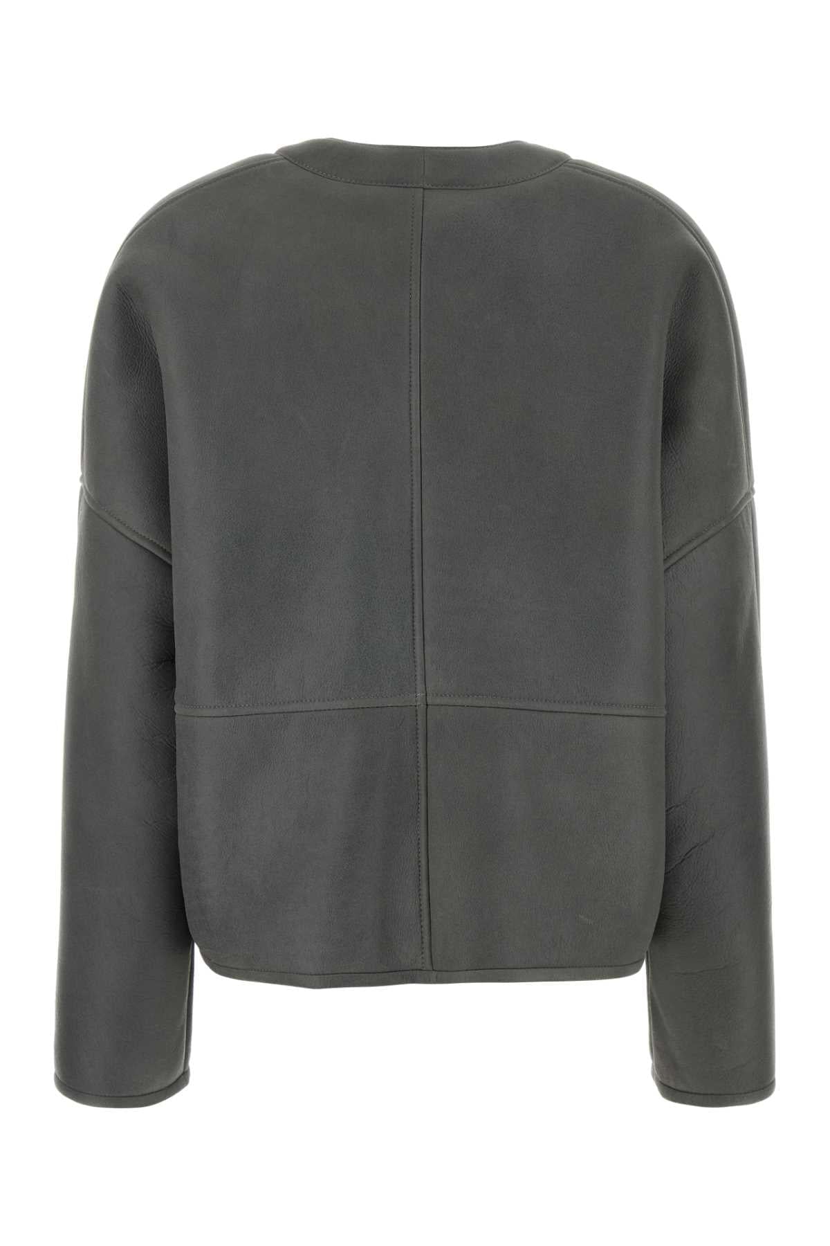 Loewe Women Dark Grey Shearling Jacket LOEWE