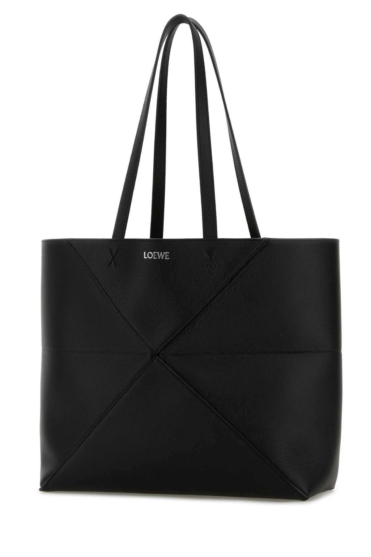 Loewe Women Black Leather Medium Puzzle Fold Shopping Bag LOEWE