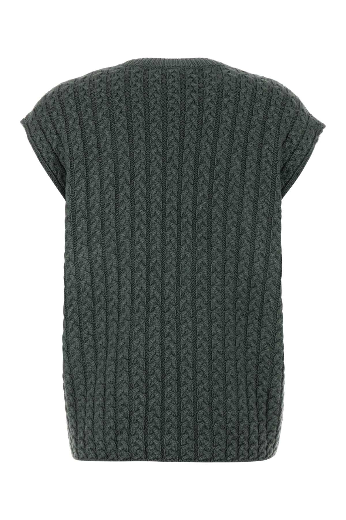 Loewe Women Khaki Stretch Wool Oversize Vest LOEWE