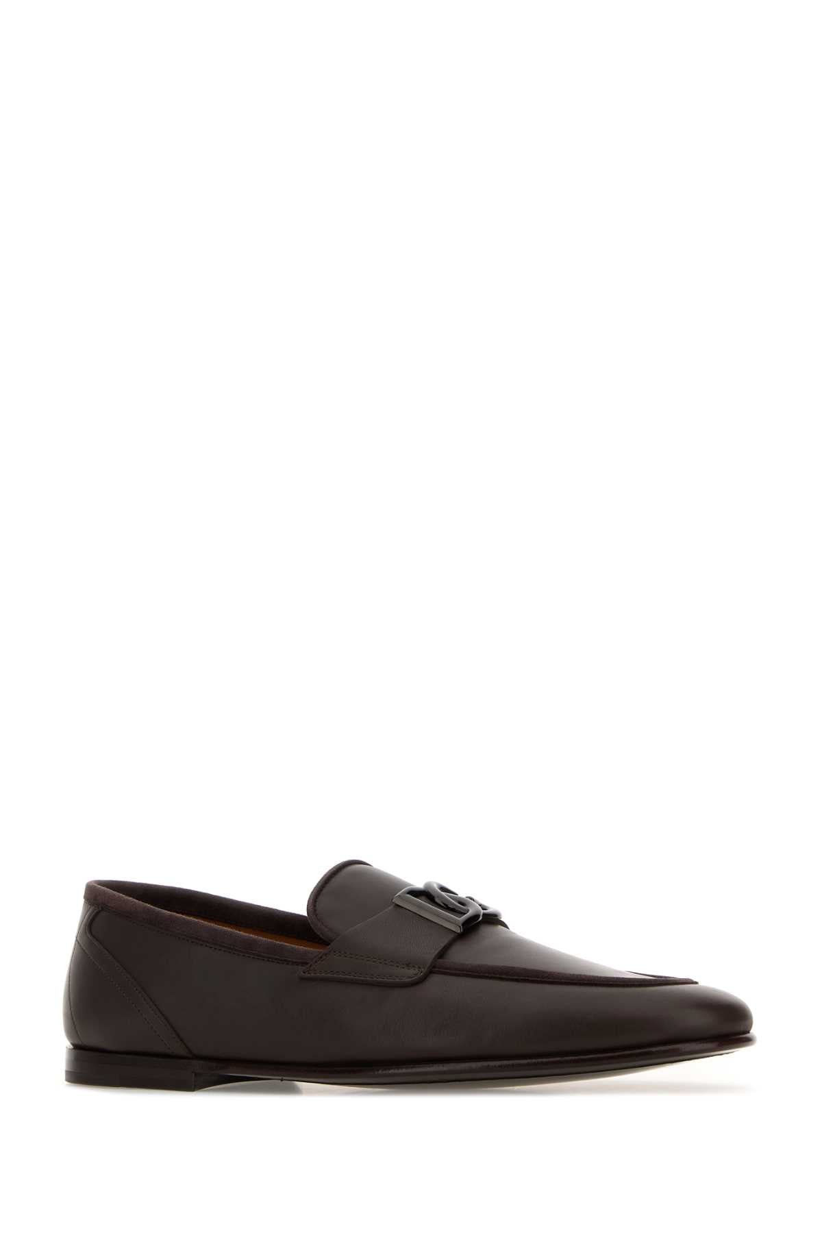 Dolce & Gabbana Men Dark Brown Leather Erice Loafers DOLCE & GABBANA