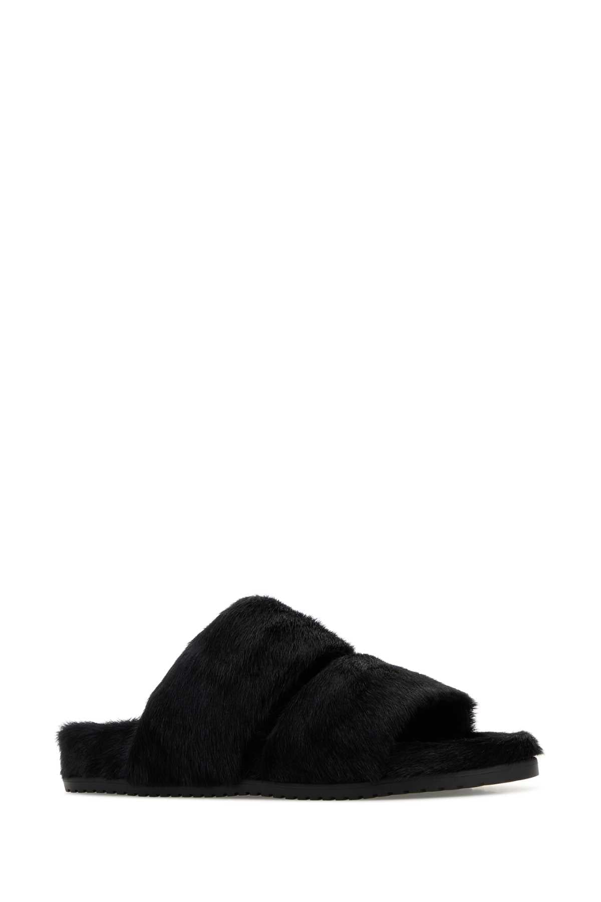 Dolce & Gabbana Men Black Calf Hair Dg Casual Slippers DOLCE & GABBANA