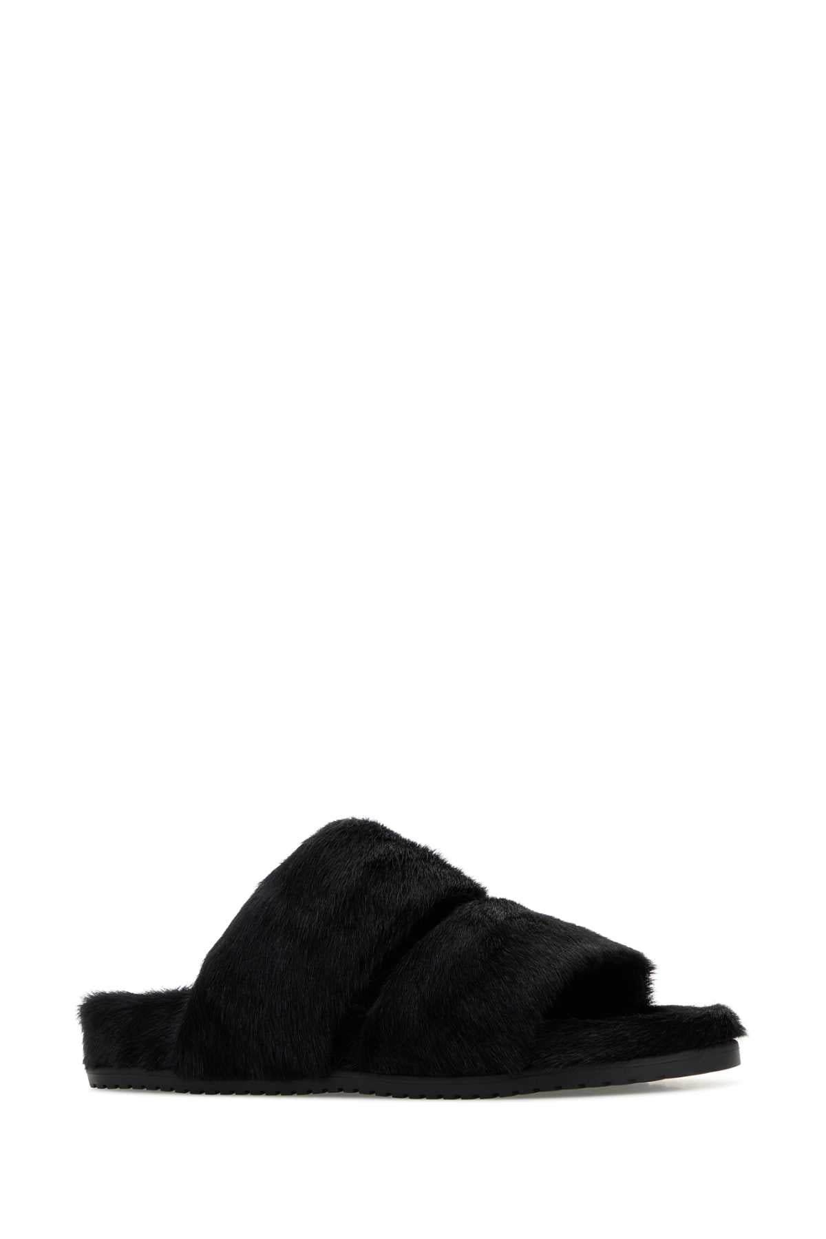 Dolce & Gabbana Men Black Calf Hair Dg Casual Slippers DOLCE & GABBANA