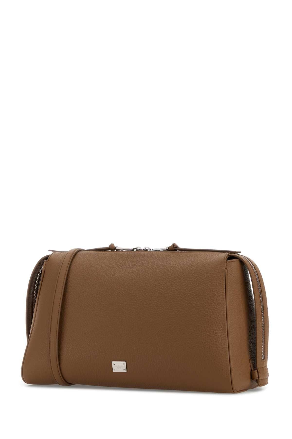 Dolce & Gabbana Men Camel Leather Vittoria Handbag DOLCE & GABBANA