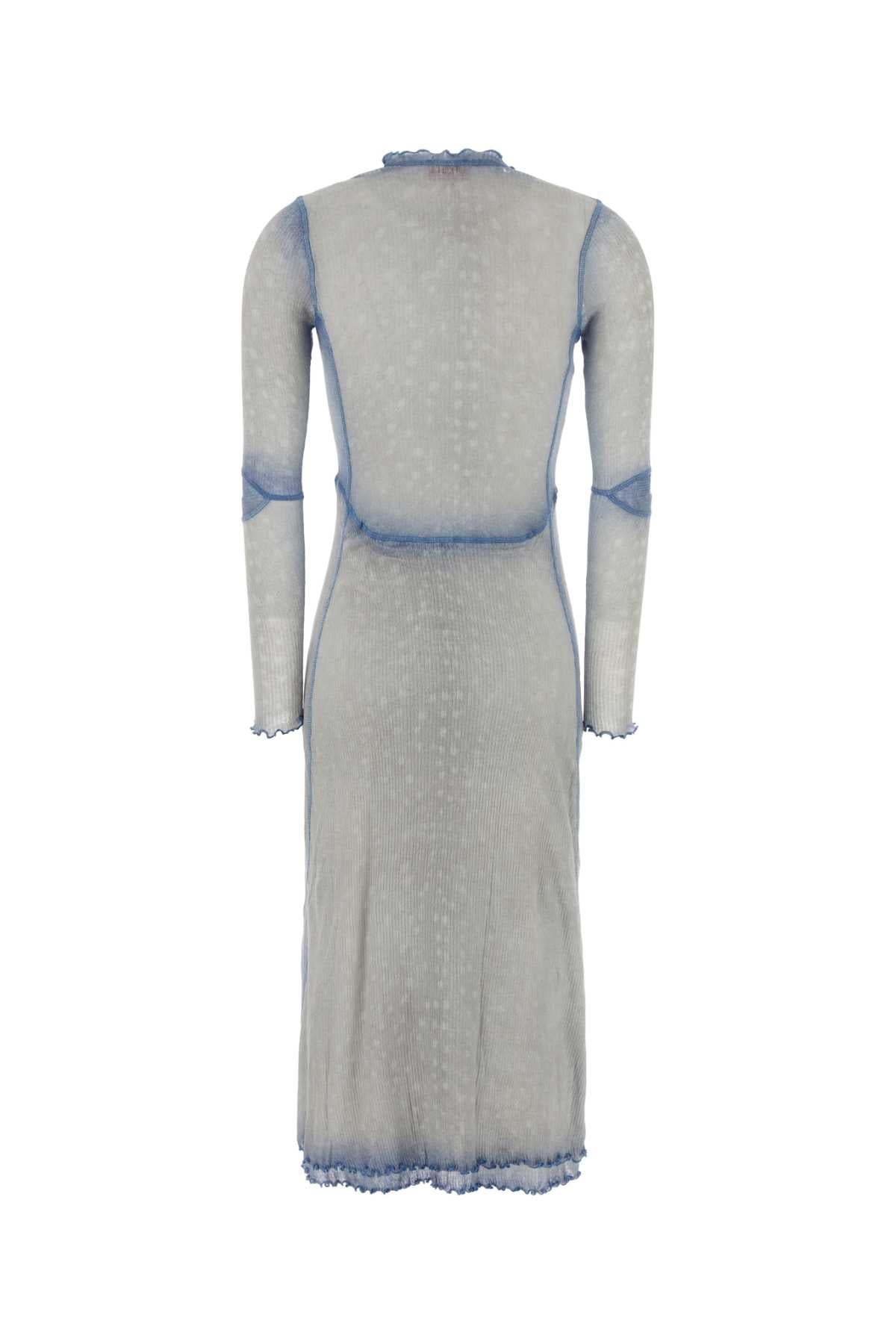 Diesel Women Pastel Light-Blue Cotton Dress DIESEL