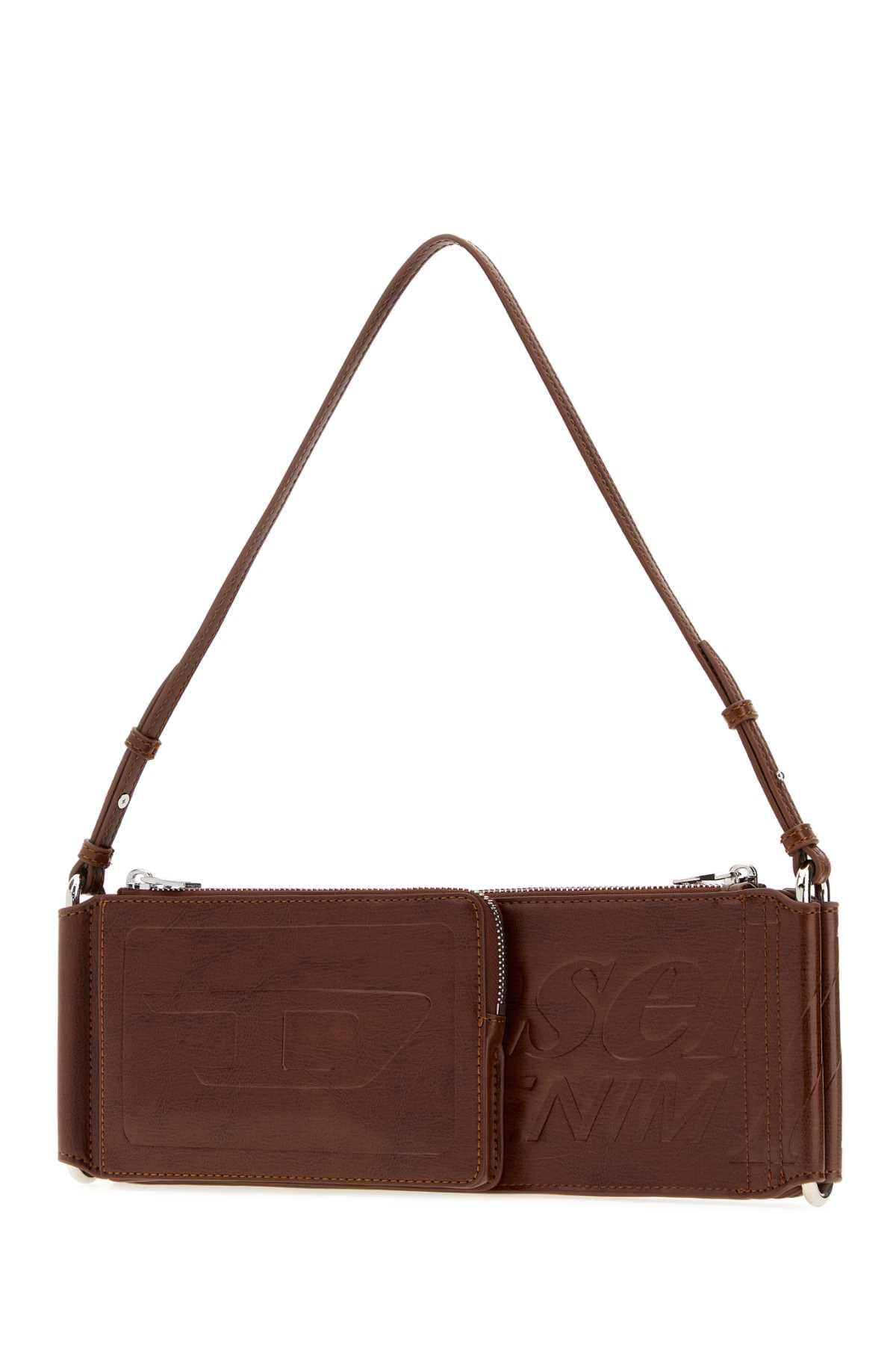 Diesel Women Brown Synthetic Leather Flag-D Shoulder Bag DIESEL
