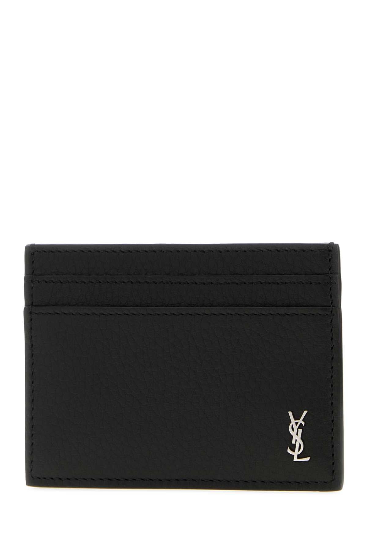 Saint Laurent Men Black Leather Tiny Card Holder SAINT LAURENT