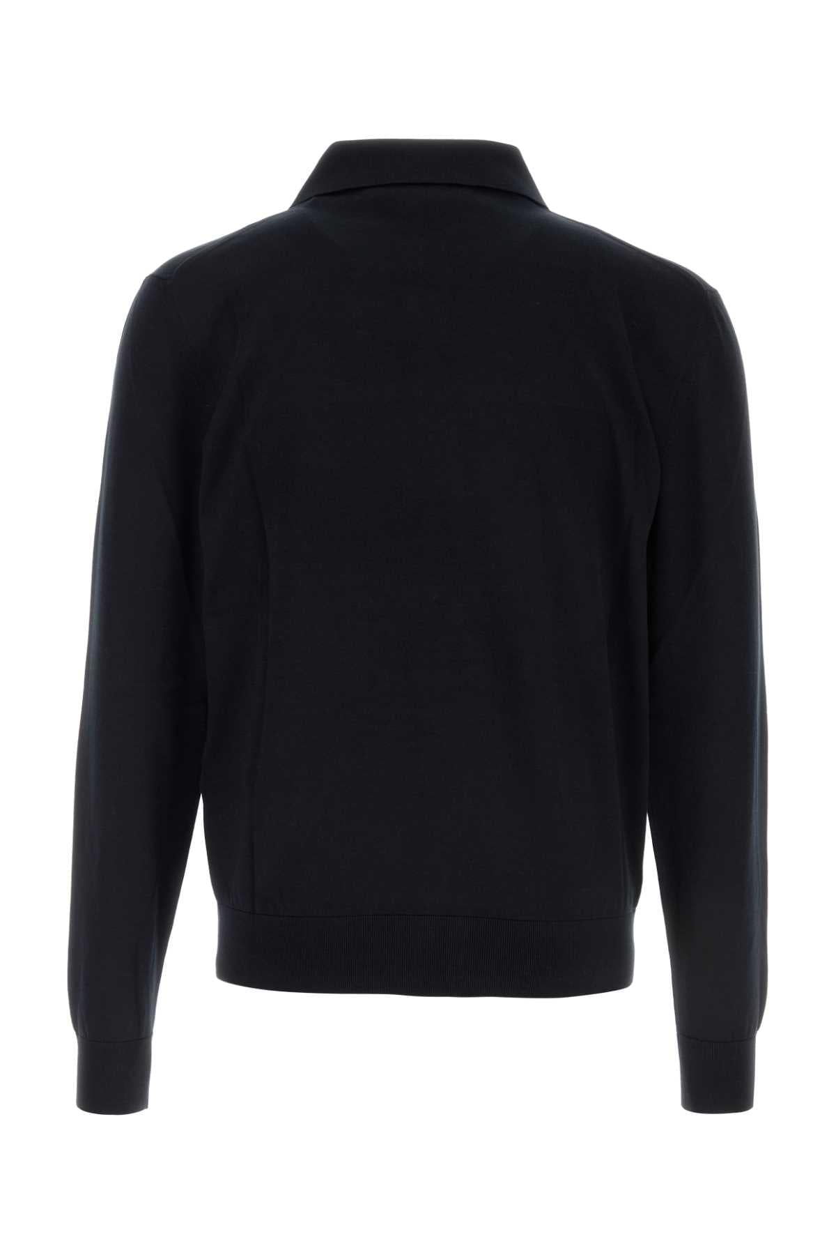 Saint Laurent Men Midnight Blue Silk Blend Polo Shirt SAINT LAURENT
