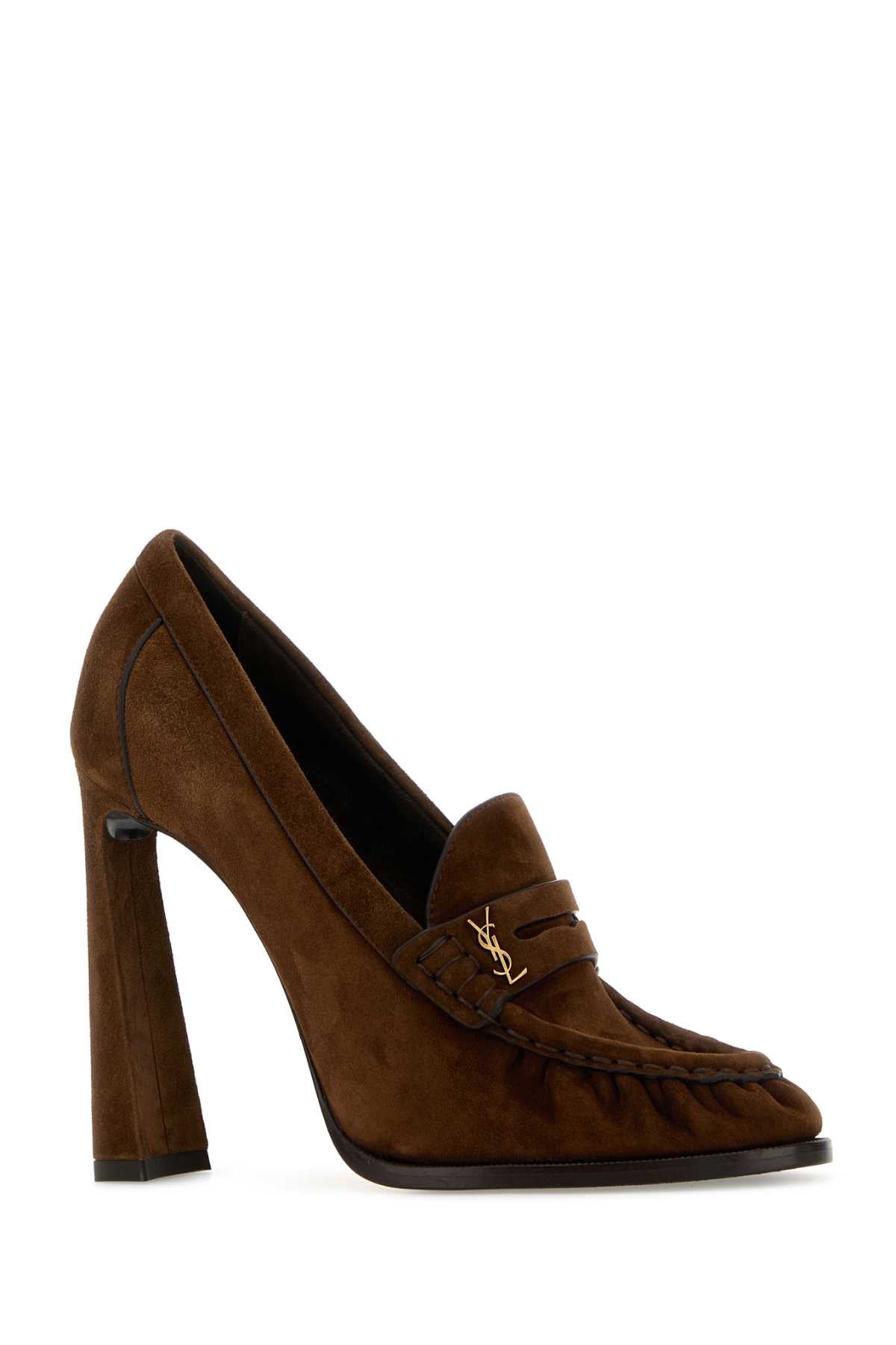 Saint Laurent Women Brown Suede Le Loafers Pumps SAINT LAURENT