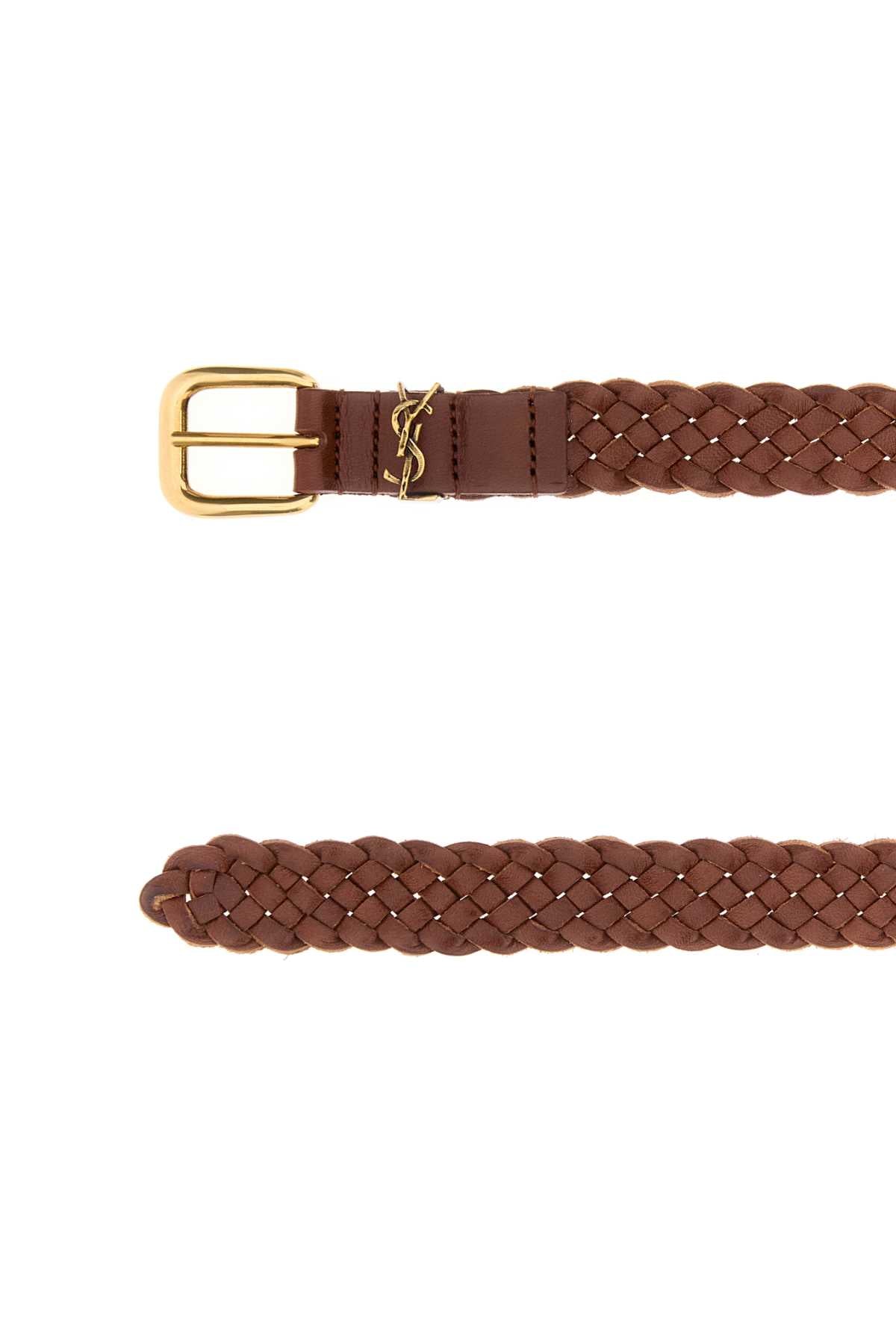 Saint Laurent Men Brown Leather Belt SAINT LAURENT