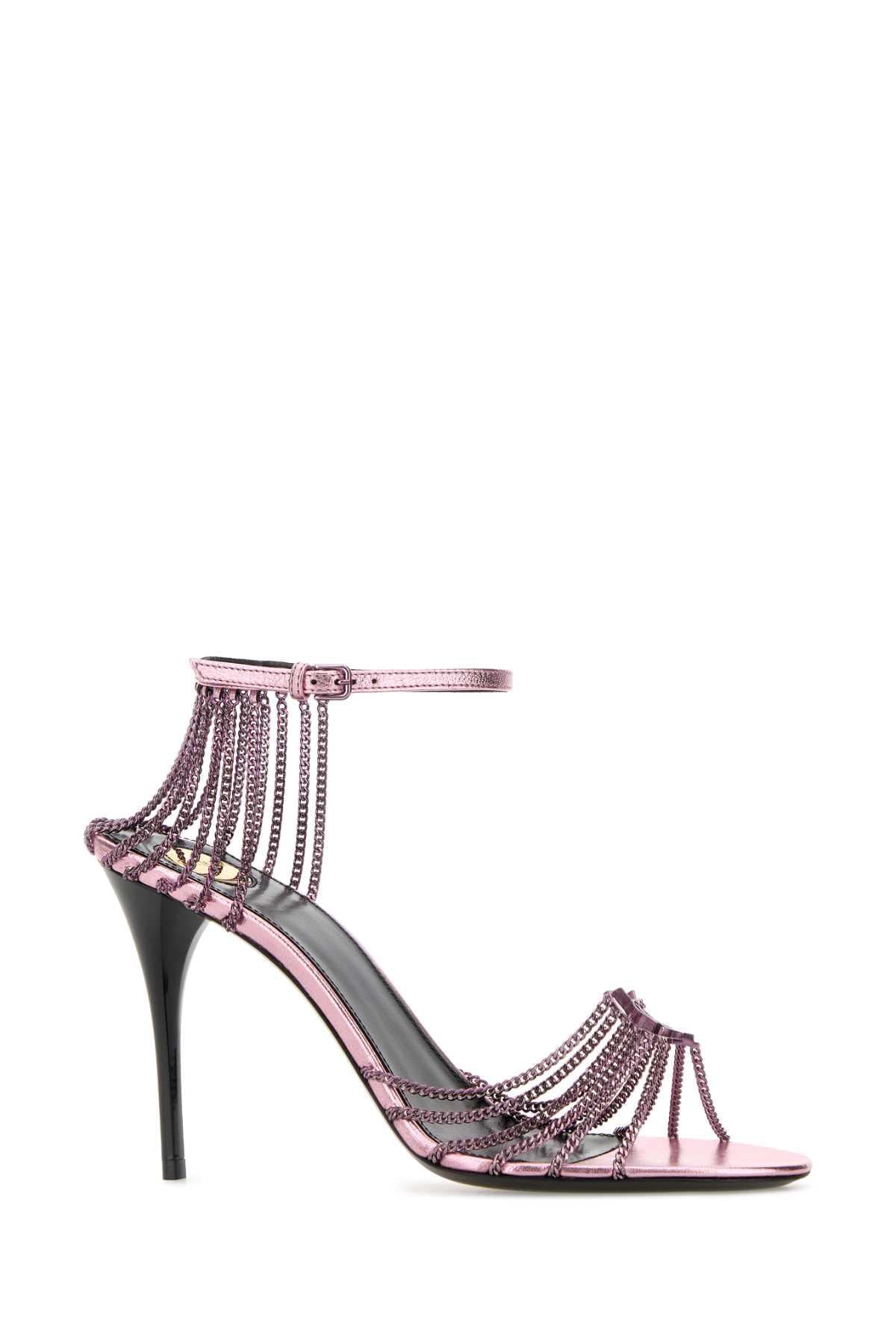 Saint Laurent Women Lilac Metal Babylone Sandals SAINT LAURENT