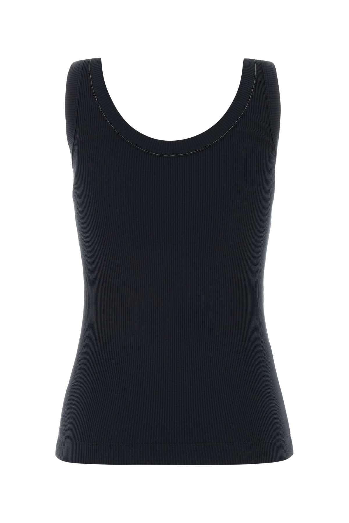 Brunello Cucinelli Women Dark Blue Stretch Cotton Tank Top BRUNELLO CUCINELLI