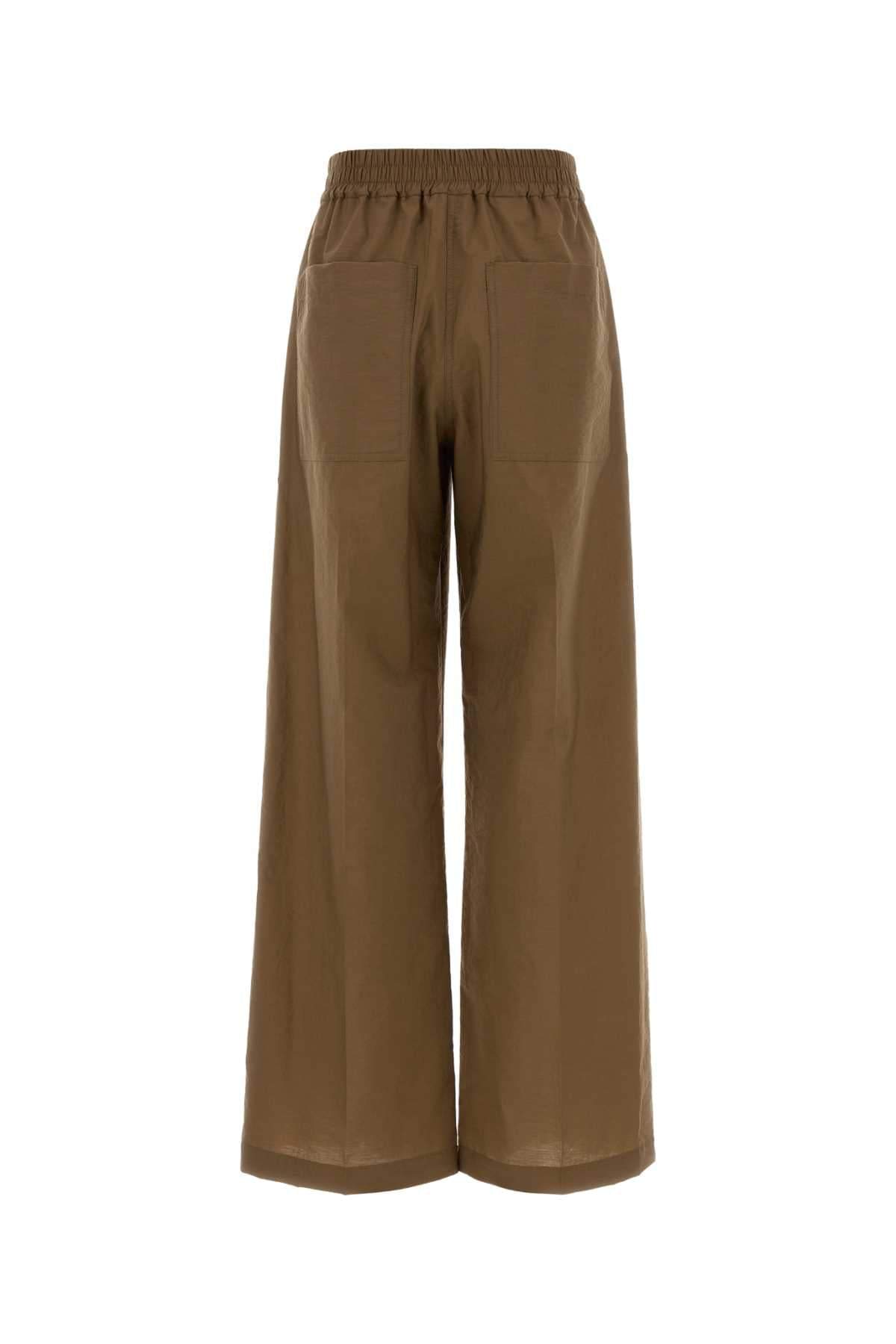 Brunello Cucinelli Women Brown Cotton Blend Wide-Leg Pant BRUNELLO CUCINELLI