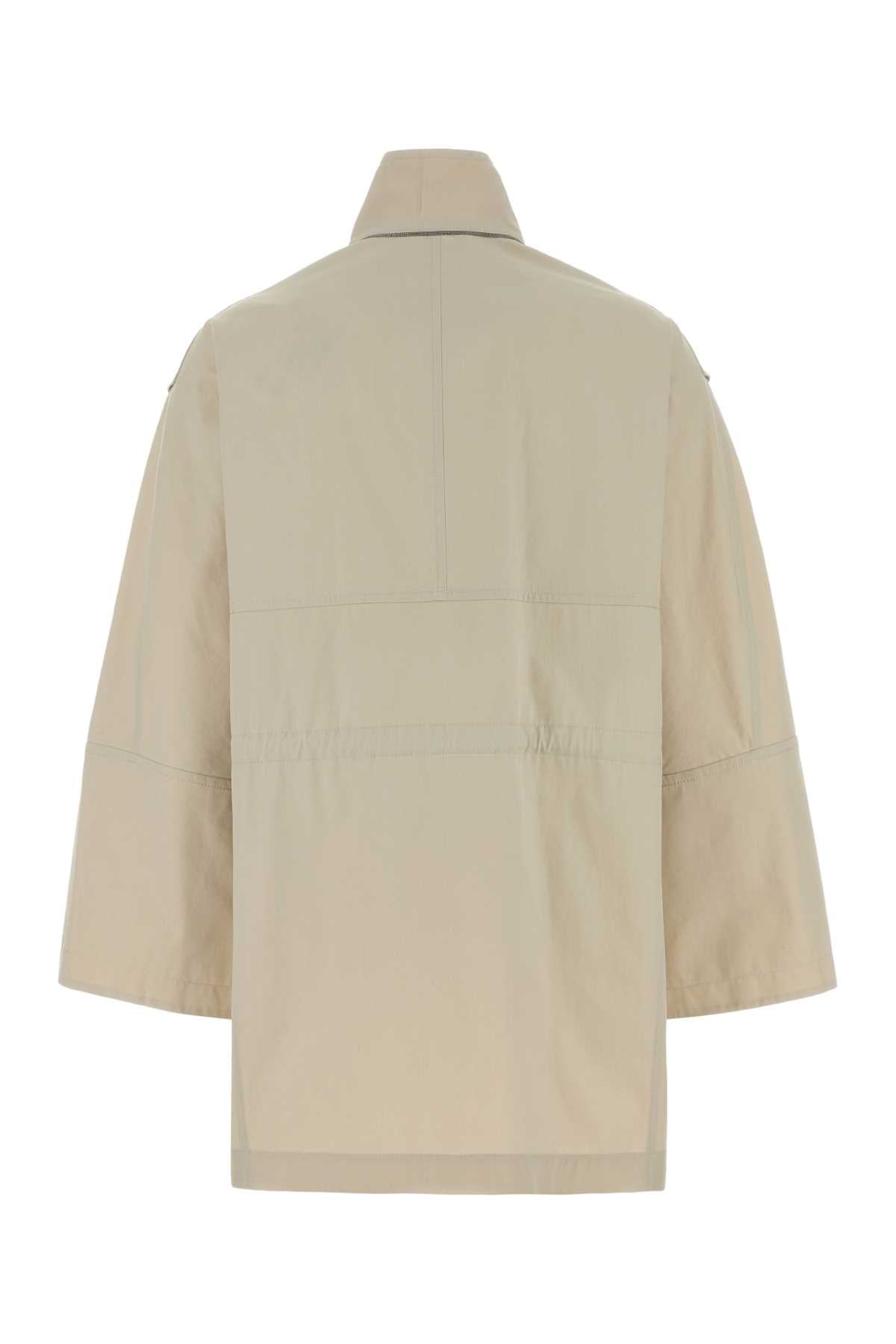 Brunello Cucinelli Women Sand Cotton Blend Jacket BRUNELLO CUCINELLI
