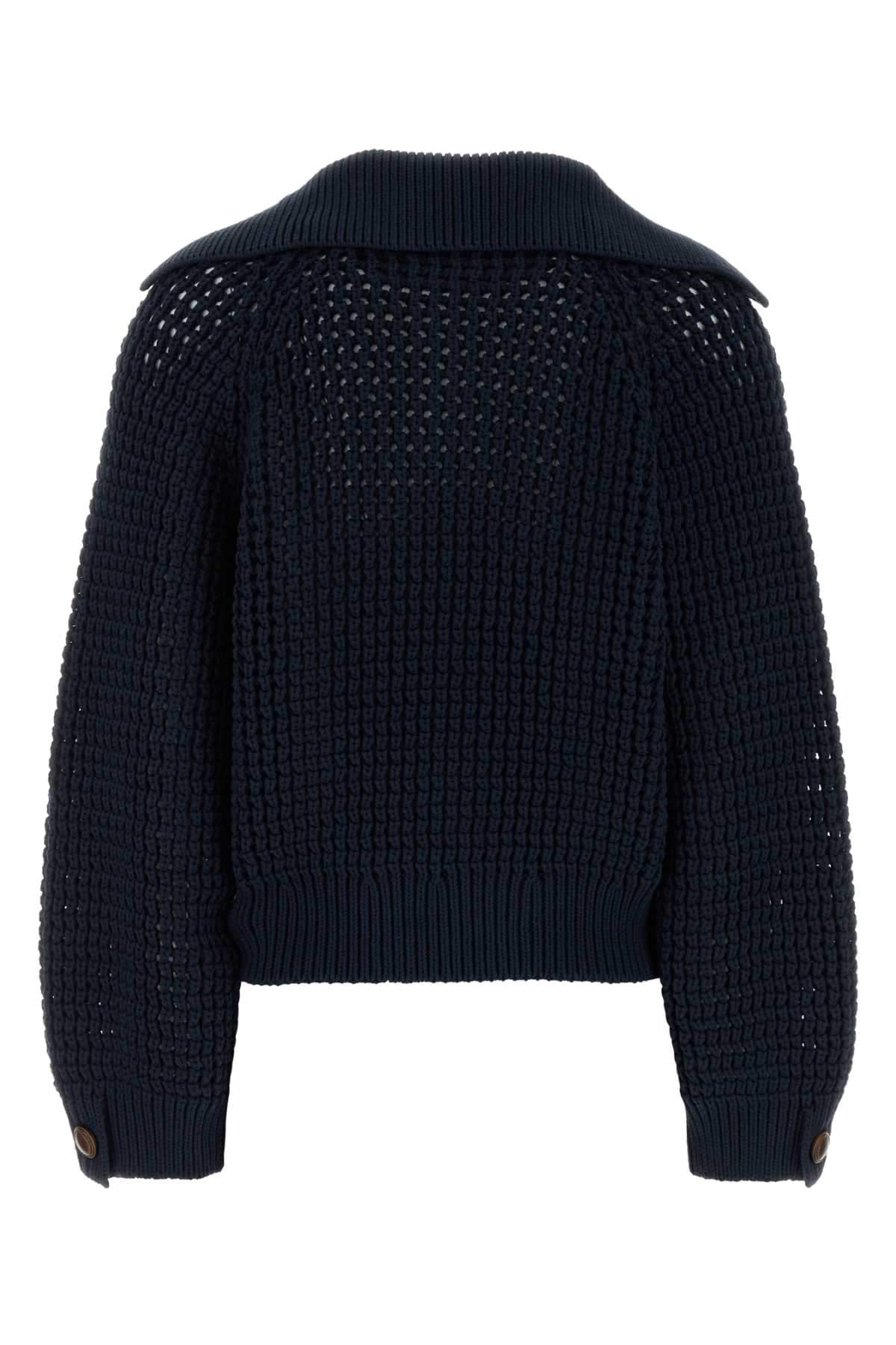 Brunello Cucinelli Women Blue Cotton Blend Sweater BRUNELLO CUCINELLI
