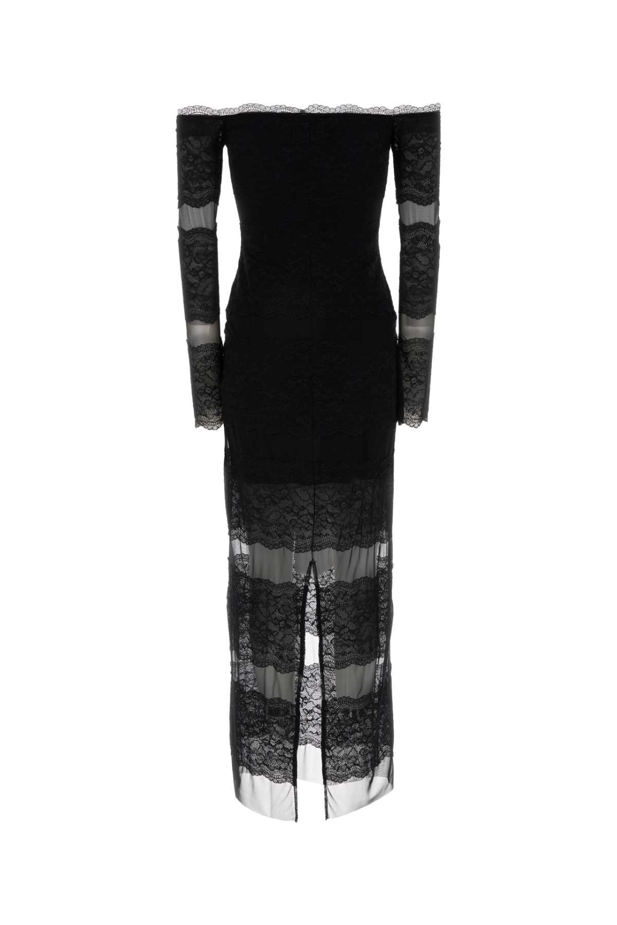Blumarine Women Black Lace And Mesh Long Dress BLUMARINE