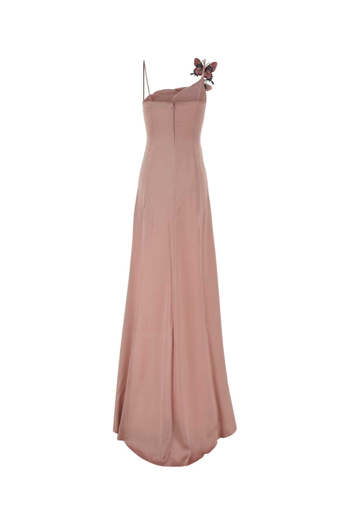 Blumarine Women Pink Stretch Satin Long Dress BLUMARINE