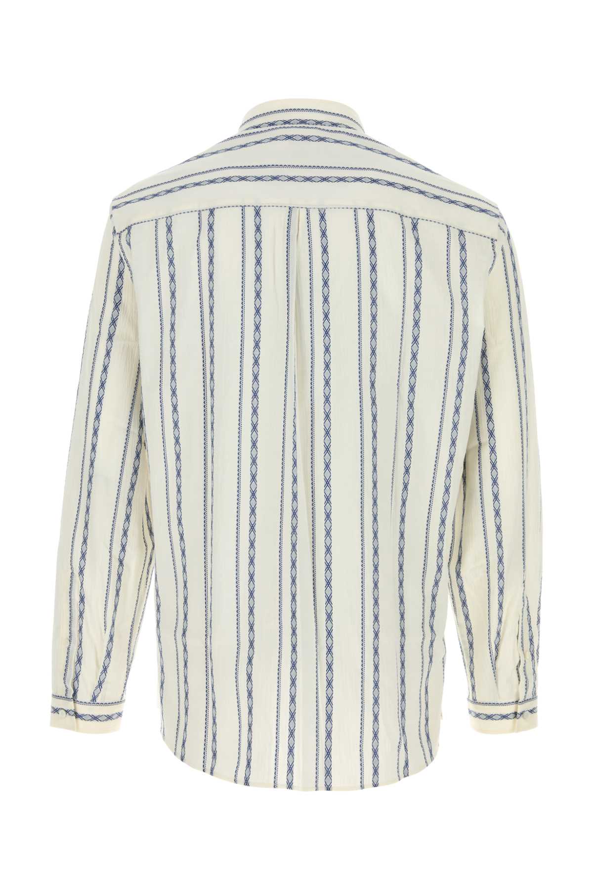 Brunello Cucinelli Men Embroidered Stretch Cotton Shirt BRUNELLO CUCINELLI