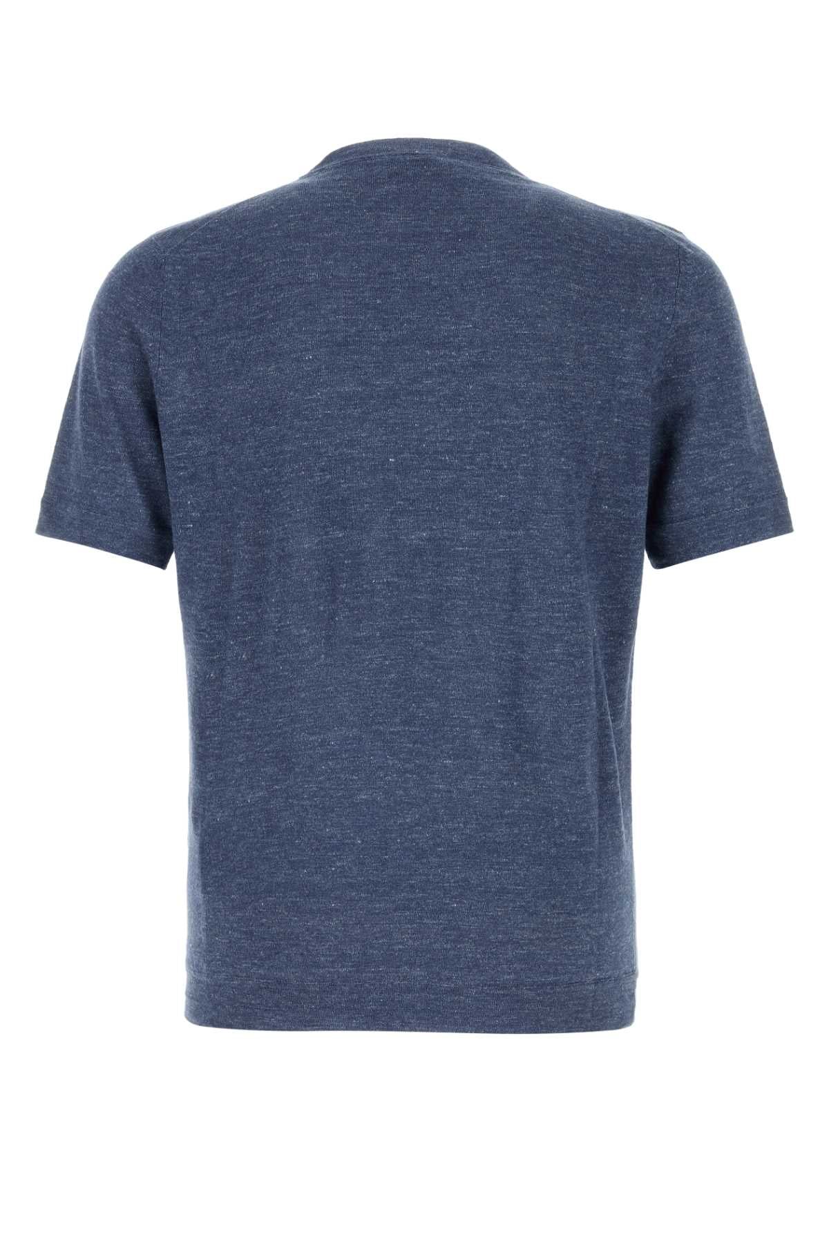 Brunello Cucinelli Men Blue Linen Blend Sweater BRUNELLO CUCINELLI