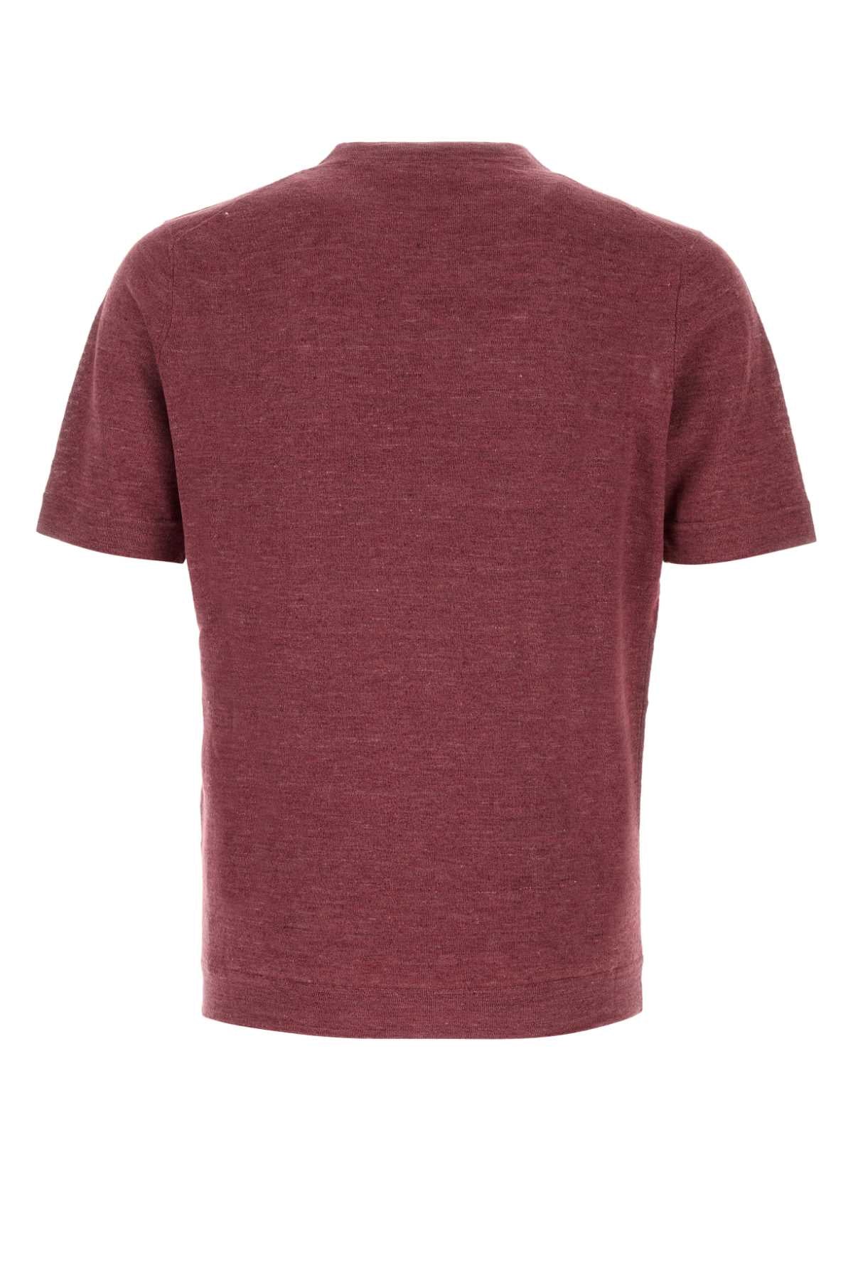 Brunello Cucinelli Men Tyrian Purple Linen Blend Sweater BRUNELLO CUCINELLI