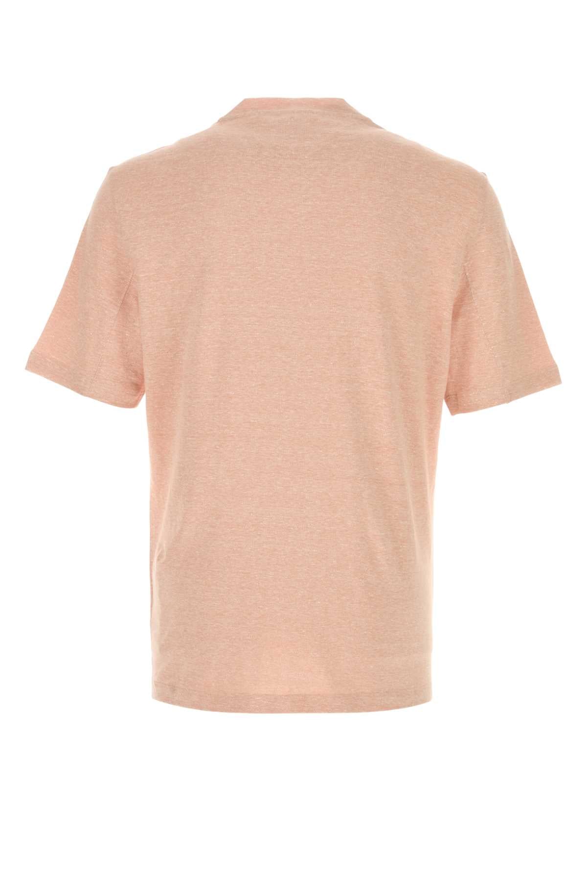Brunello Cucinelli Men Salmon Linen Blend T-Shirt BRUNELLO CUCINELLI