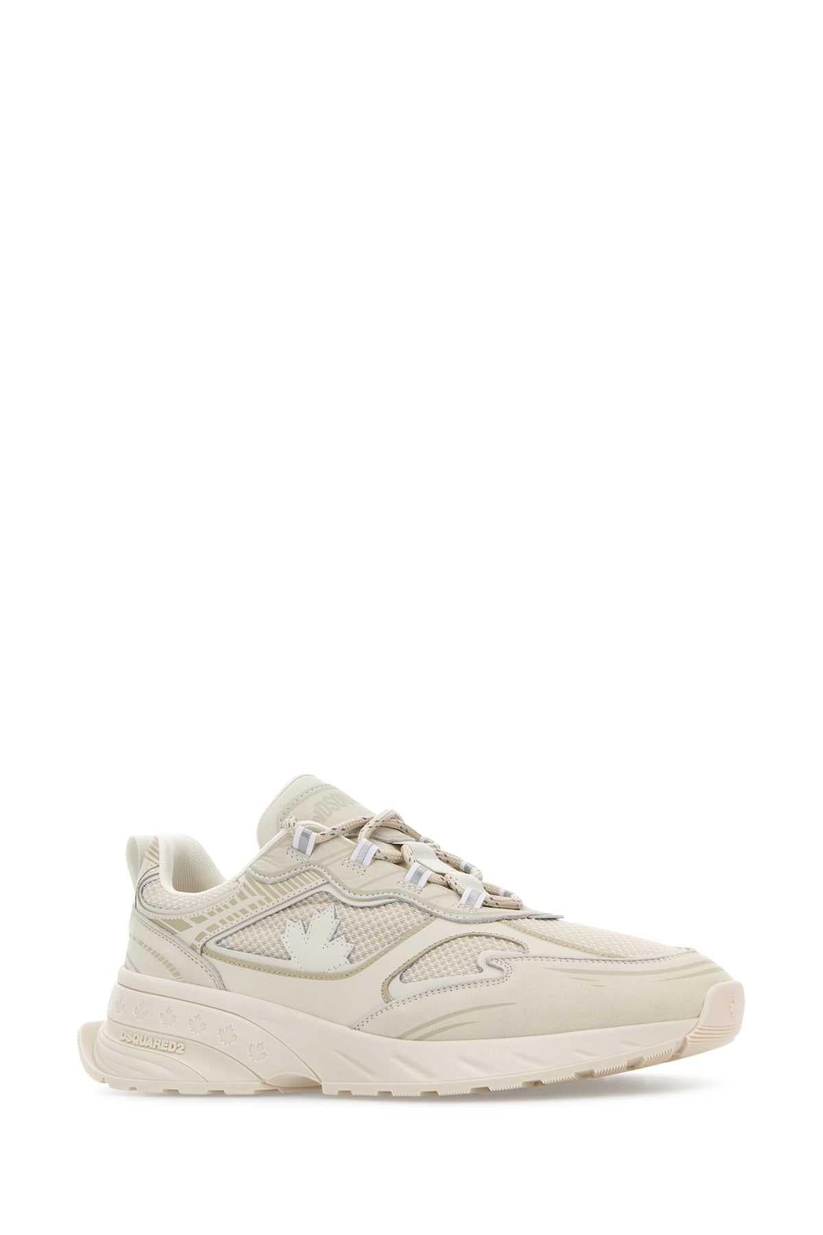 Dsquared Men Chalk Mesh And Leather Sprinter Sneakers DSQUARED2